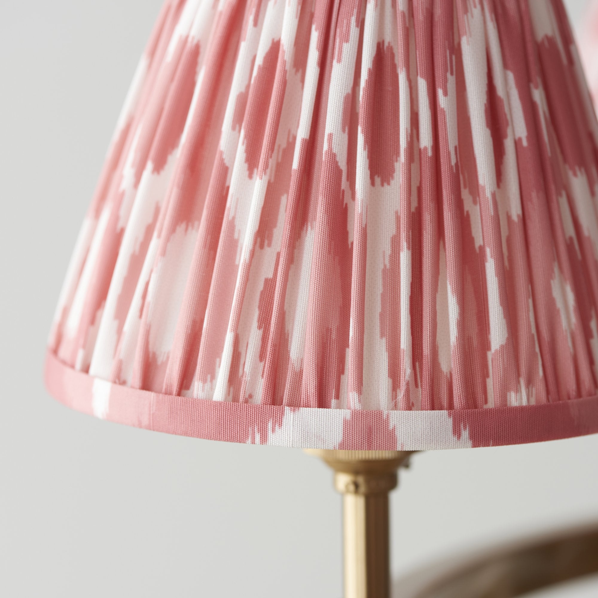 Endon Chester Aged Brass Plate 3 Light Pendant & Ikat 16cm Coral Pink Shade