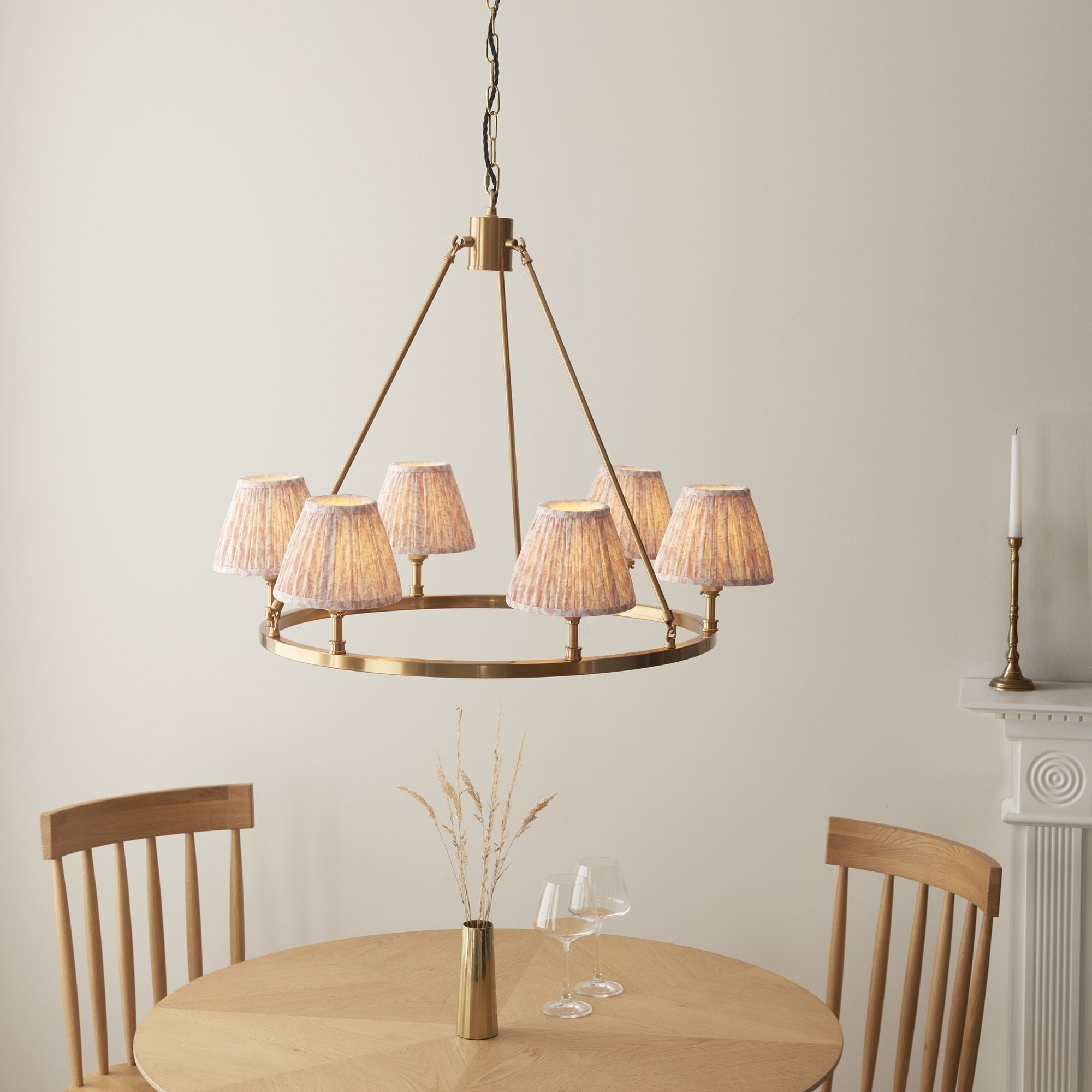 Endon Chester Pendant & Leaf 16cm Peachy Keen Shade