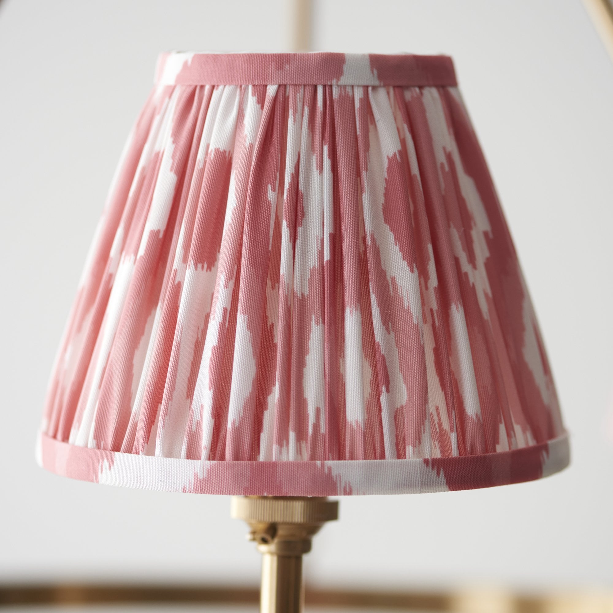 Endon Chester Aged Brass Plate 6 Light Pendant & Ikat 16cm Coral Pink Shade
