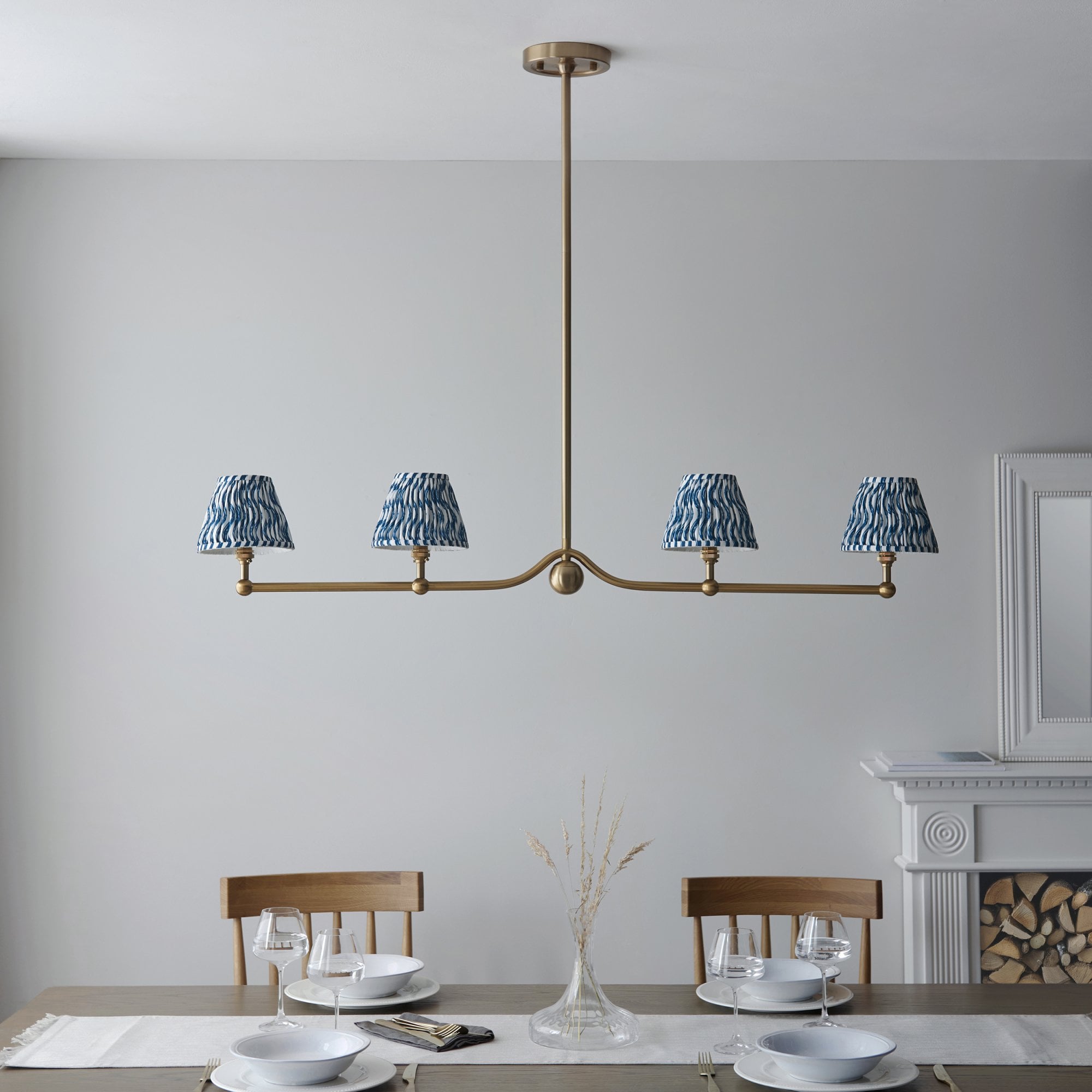 Endon Santiago Pendant & Ripple 16cm Marlin Blue Shade