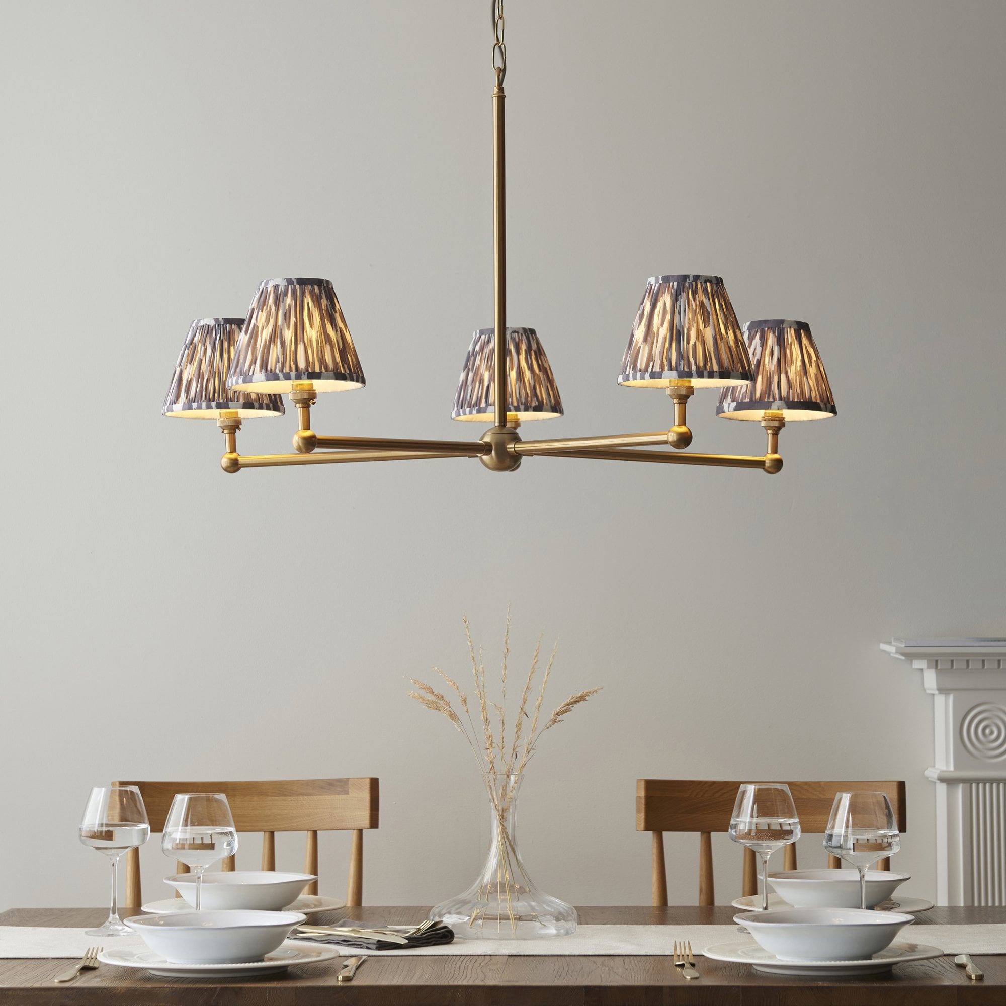 Endon Santiago Pendant & Ikat 16cm Pearl Grey Shade