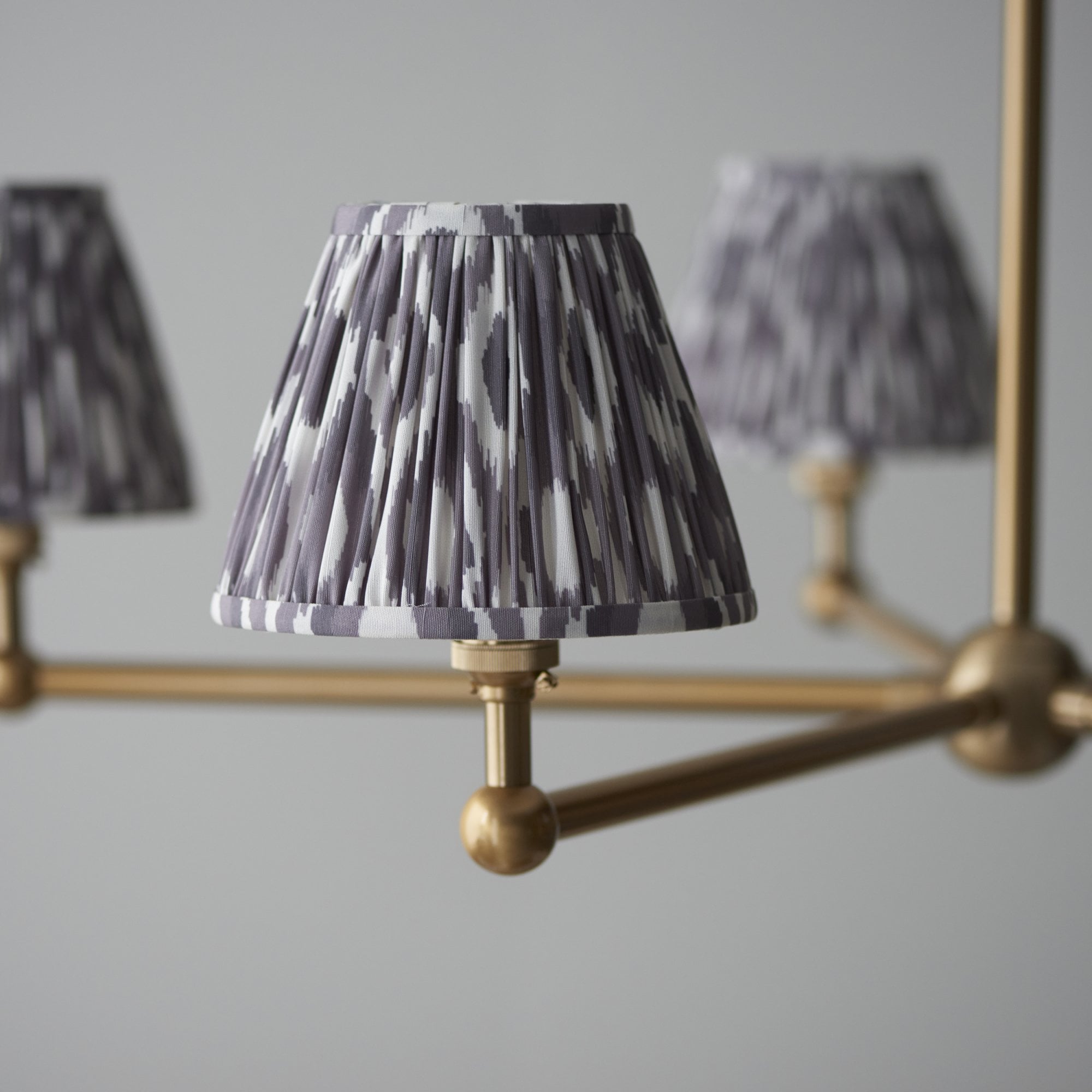 Endon Santiago Brushed Aged Brass 5 Light Pendant & Ikat 16cm Pearl Grey Shade