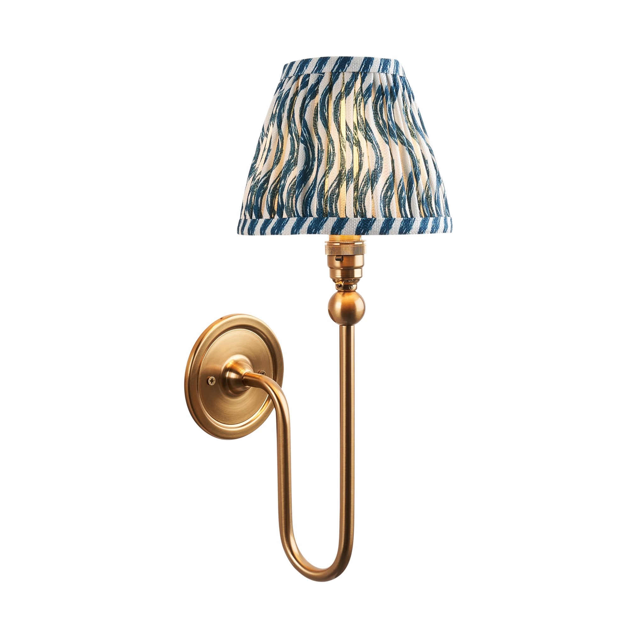 Endon Santiago Wall Light & Ripple 16cm Marlin Blue Shade