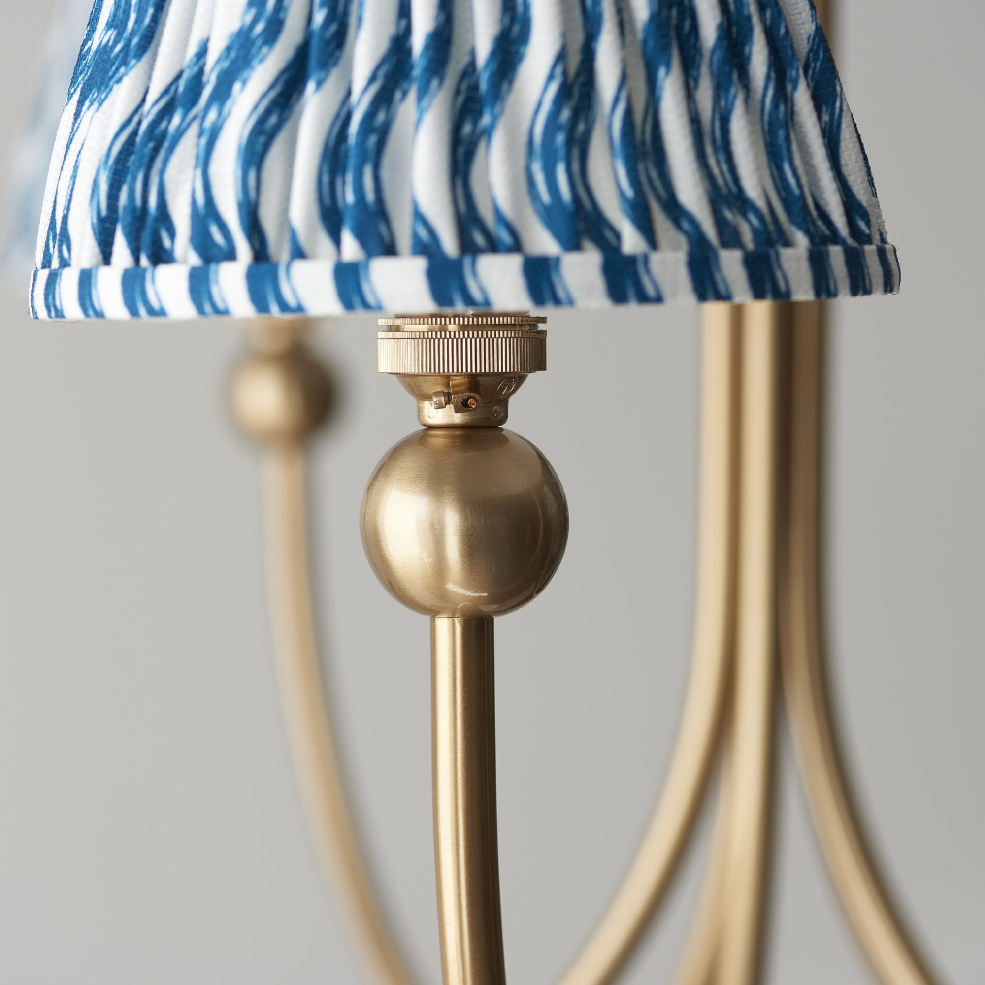 Endon Santiago Curved Brushed Aged Brass 5 Light Pendant & Ripple 16cm Marlin Blue Shade