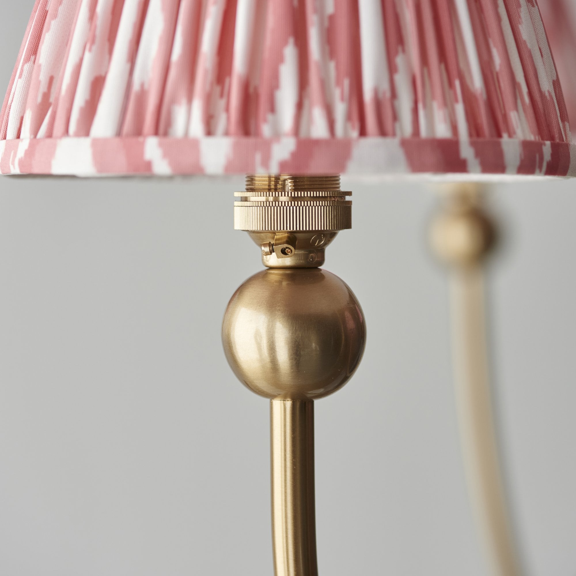 Endon Santiago Curved Brushed Aged Brass 5 Light Pendant & Ikat 16cm Coral Pink Shade