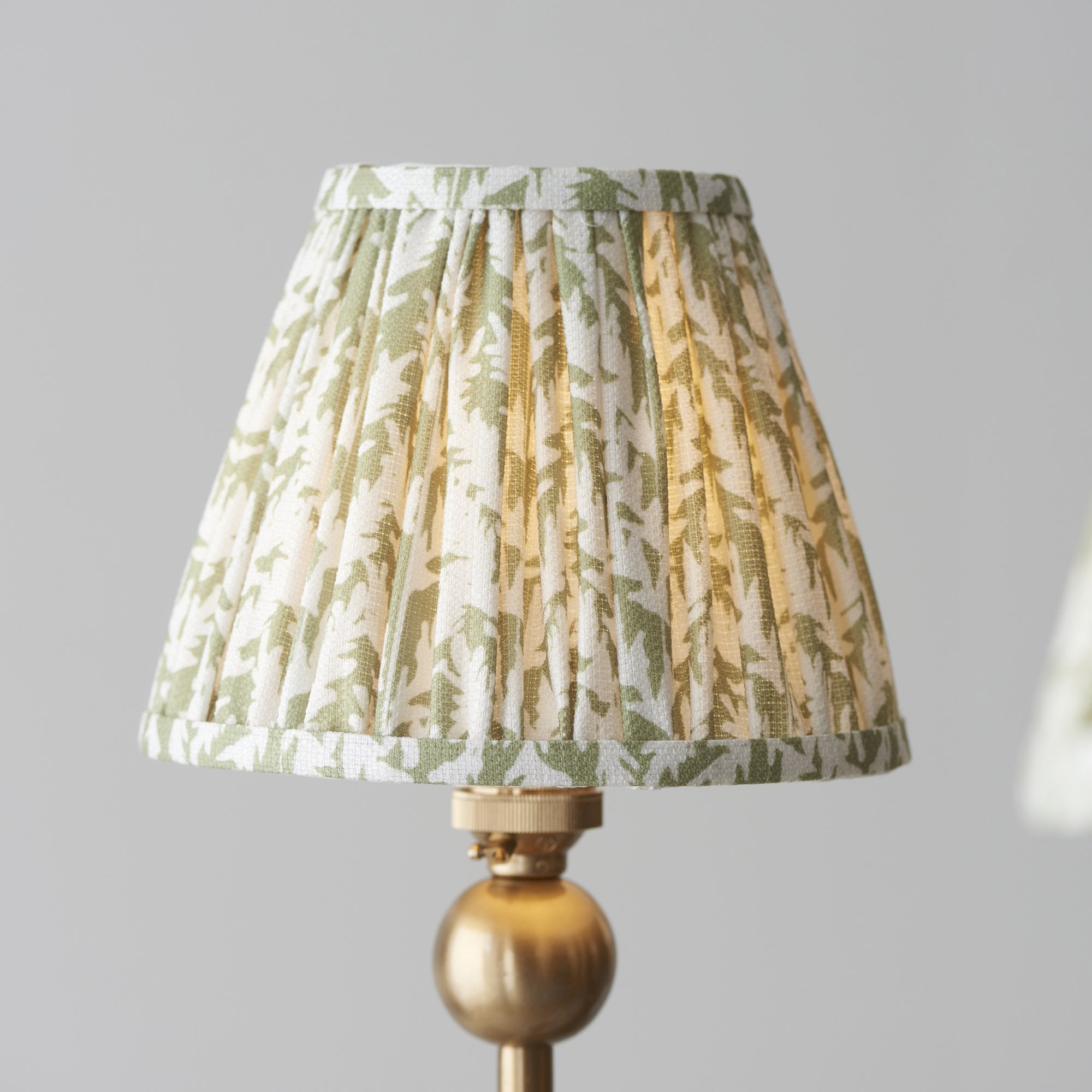 Endon Santiago Curved Brushed Aged Brass 5 Light Pendant & Leaf 16cm Herb Garden Green Shade