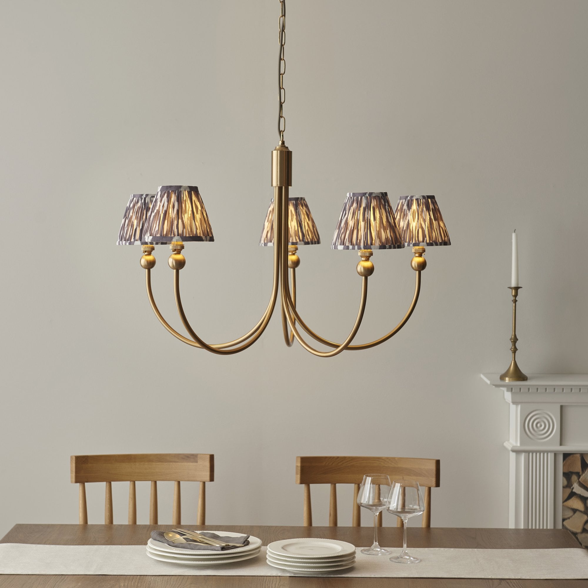 Endon Santiago Pendant & Ikat 16cm Pearl Grey Shade