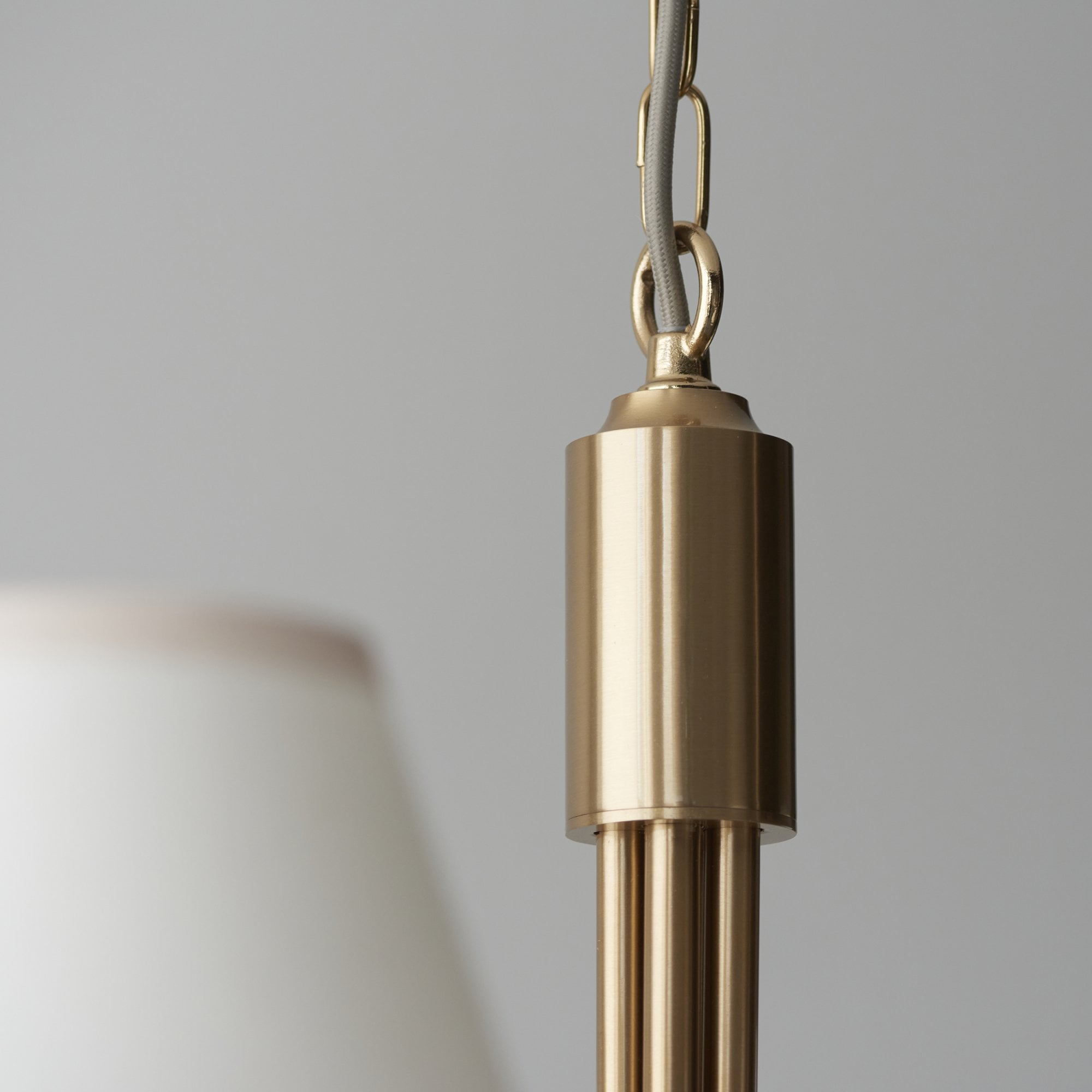 Endon Santiago Curved Brushed Aged Brass 5 Light Pendant & Ivy 16cm Vintage White Shade