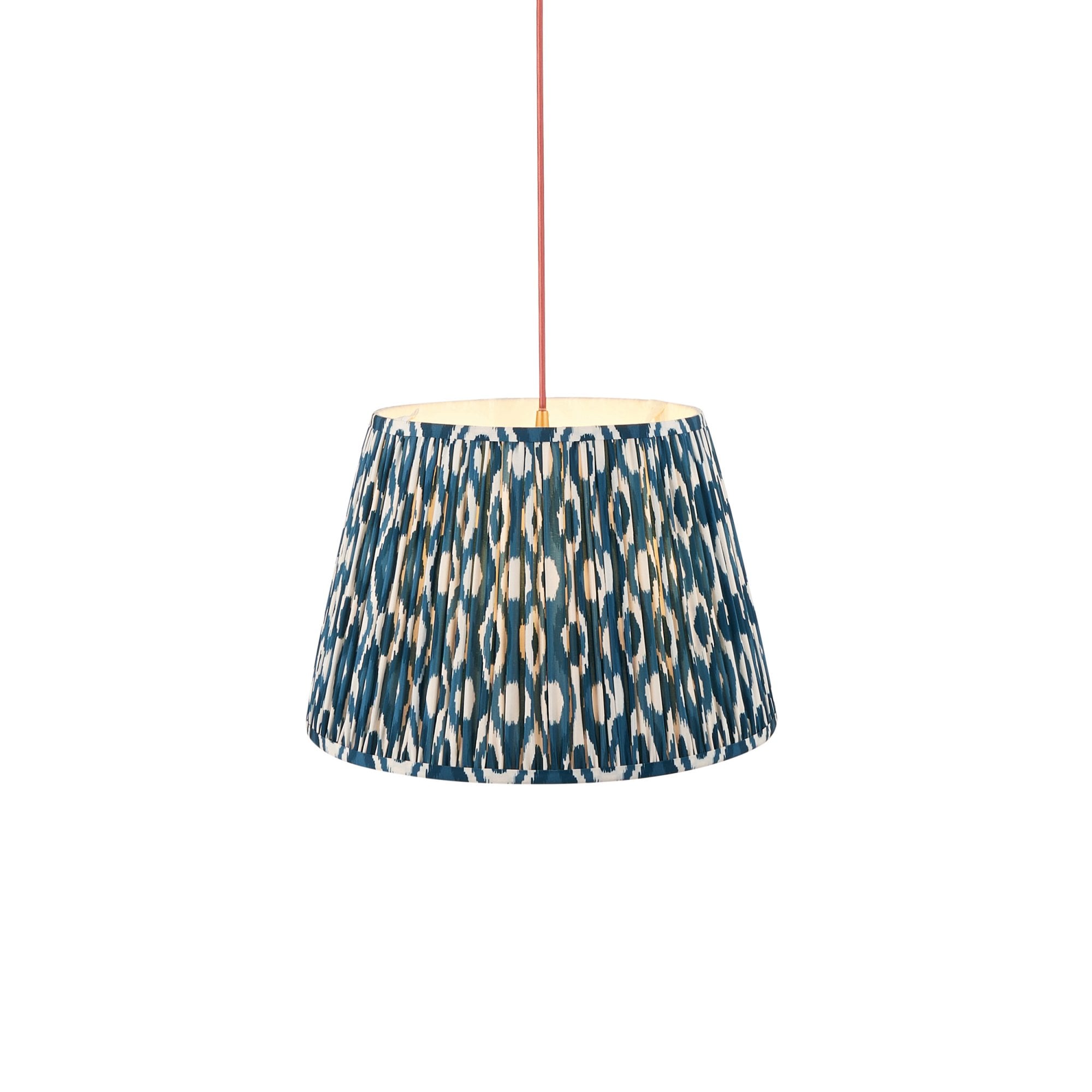 Endon Eltham Muted Red Braided Cable Pendant & Ikat 40cm Marlin Blue Shade