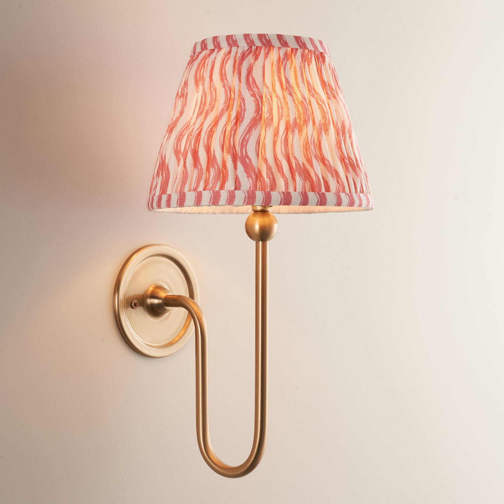 Endon Santiago Wall Light & Ripple 20cm Coral Pink Shade
