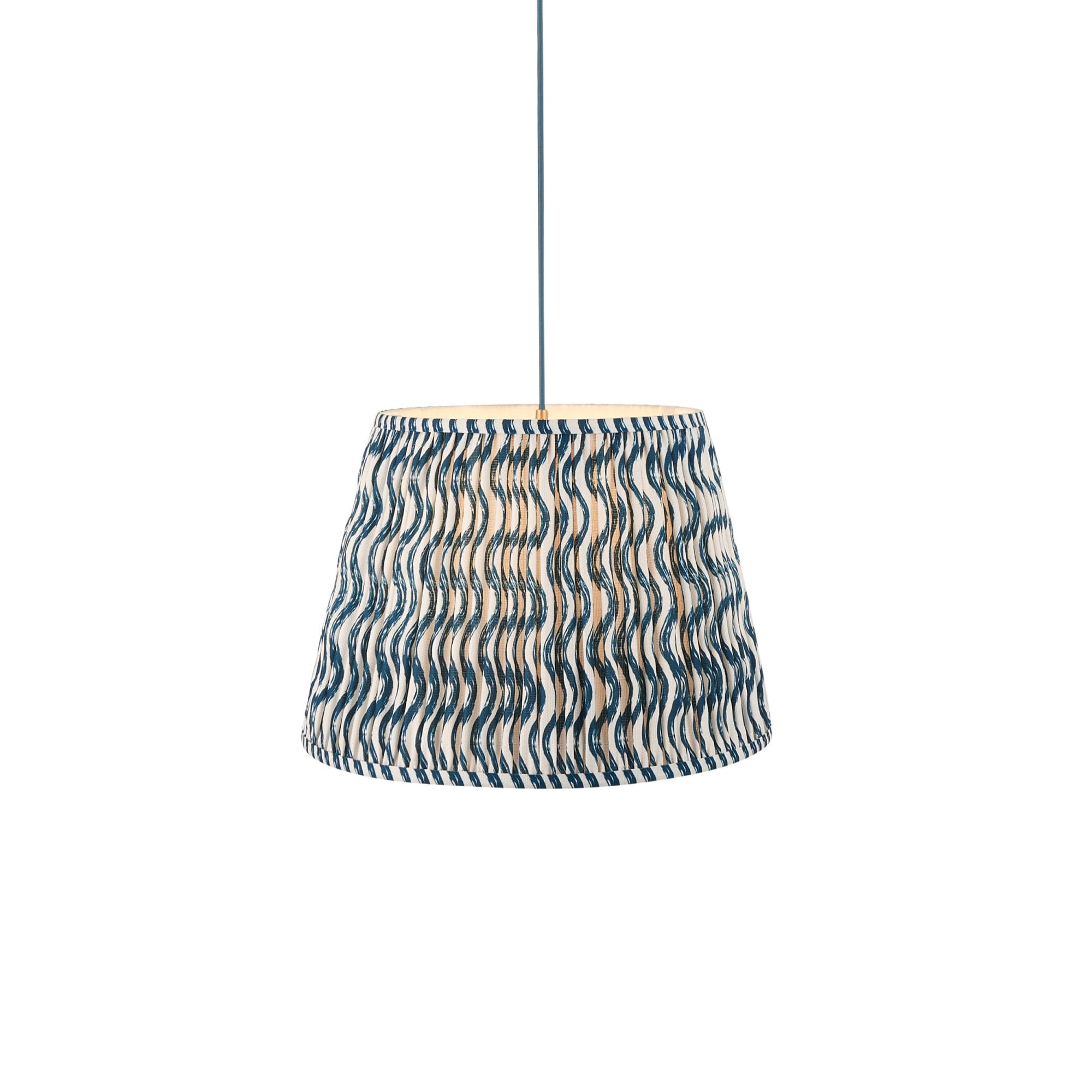 Endon Eltham Subtle Blue Braided Cable Pendant & Ripple 40cm Marlin Blue Shade