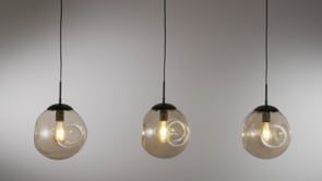 Searchlight Phoebe 3 Light Bar Pendant - Black Metal & Champagne Phoebeed Glass