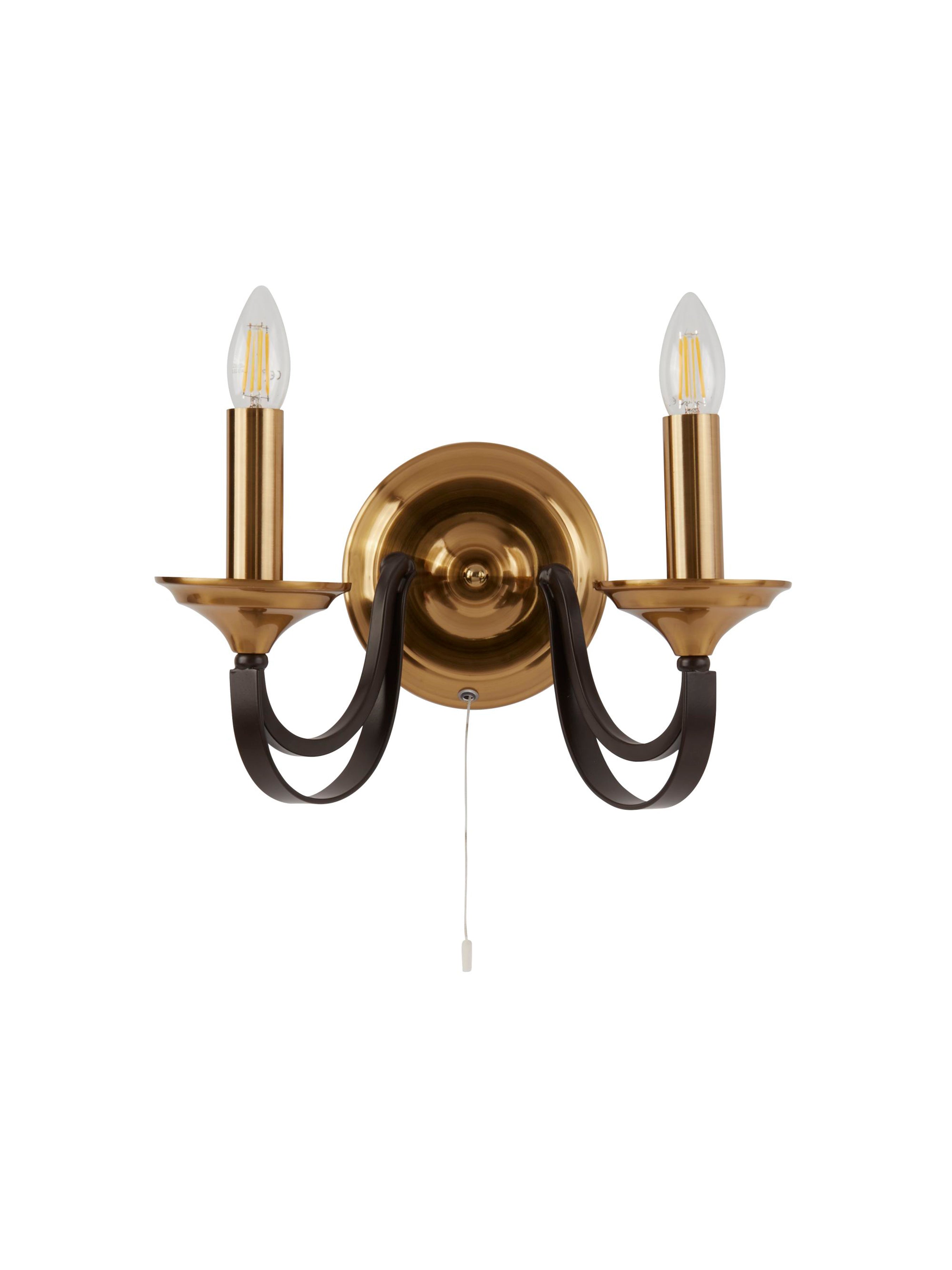 Searchlight Basnett 2 Light Wall Fitting - Dark Bronze & Brown