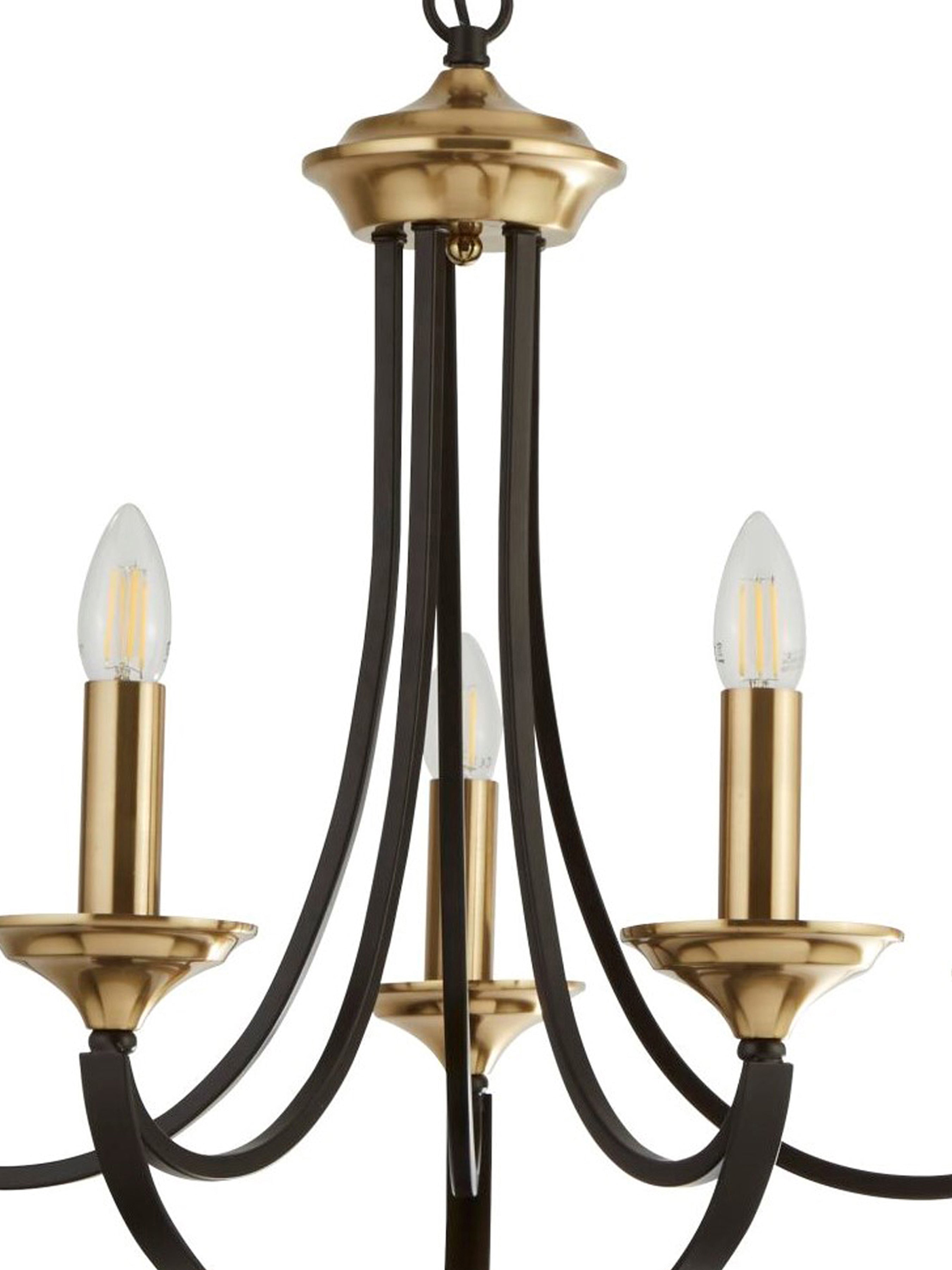 Searchlight Basnett 5 Light Pendant, Dark Bronze & Brown