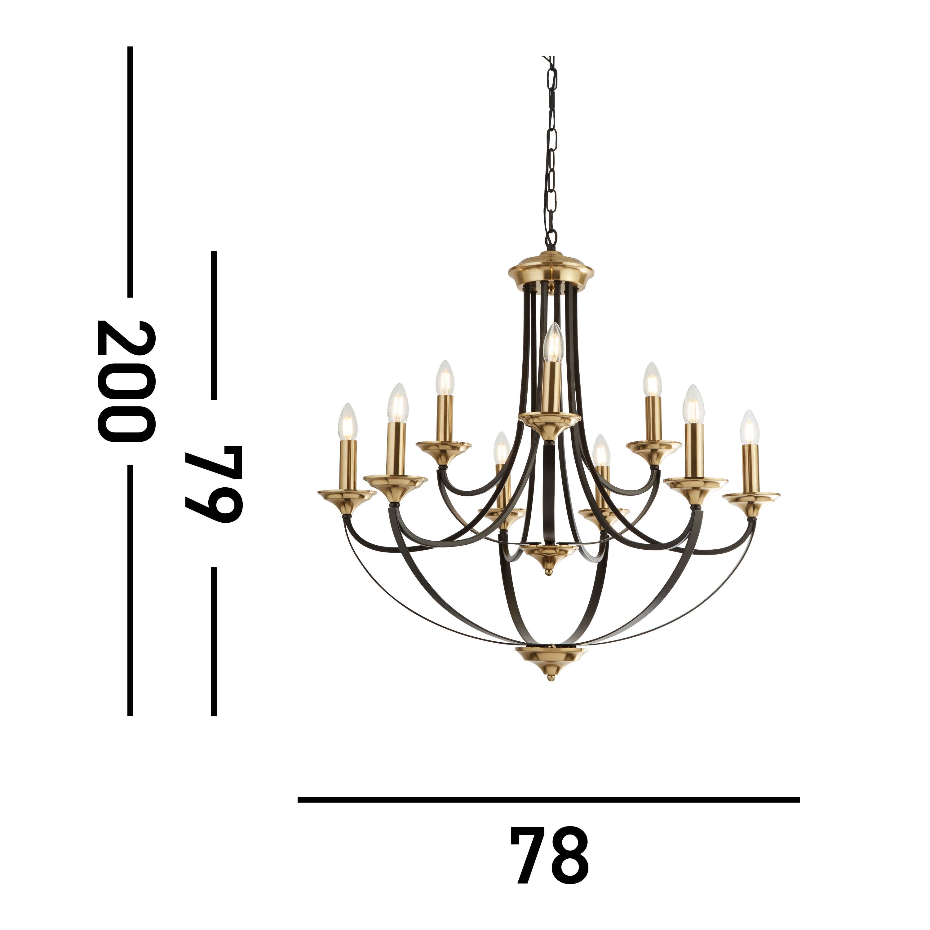 Searchlight Basnett 9 Light Pendant - Dark Bronze & Brown