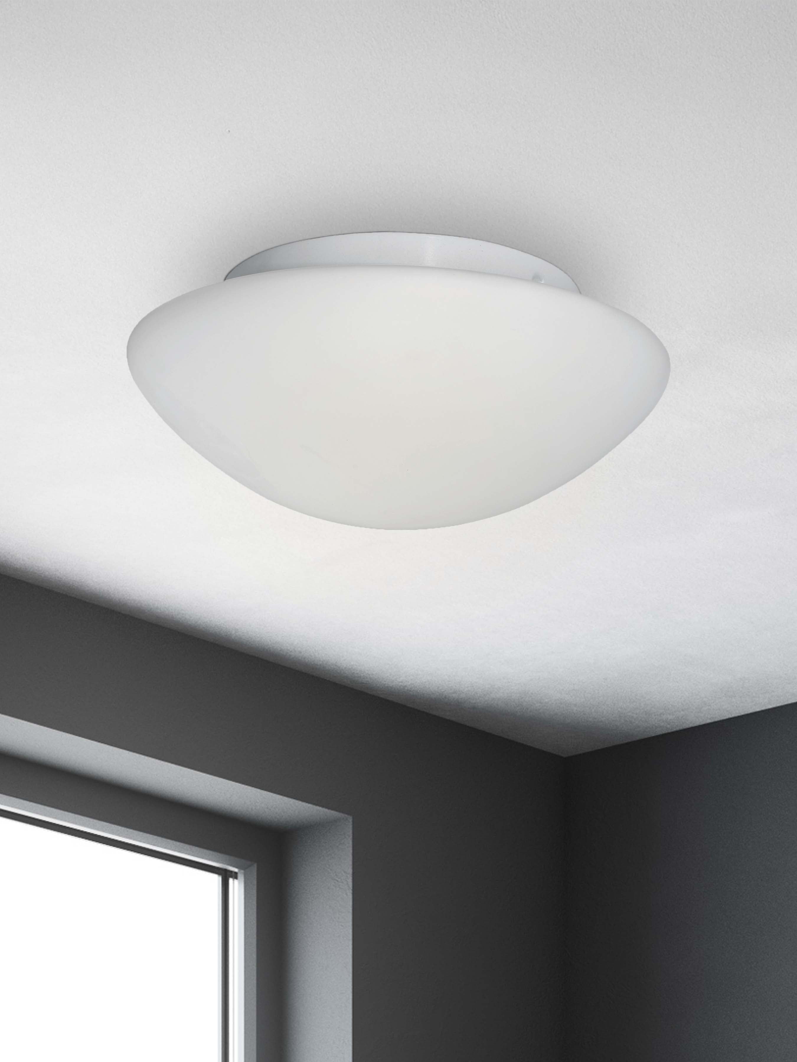 Searchlight Barmouth Bathroom Flush Fitting White Glass - 35cm Diameter IP44