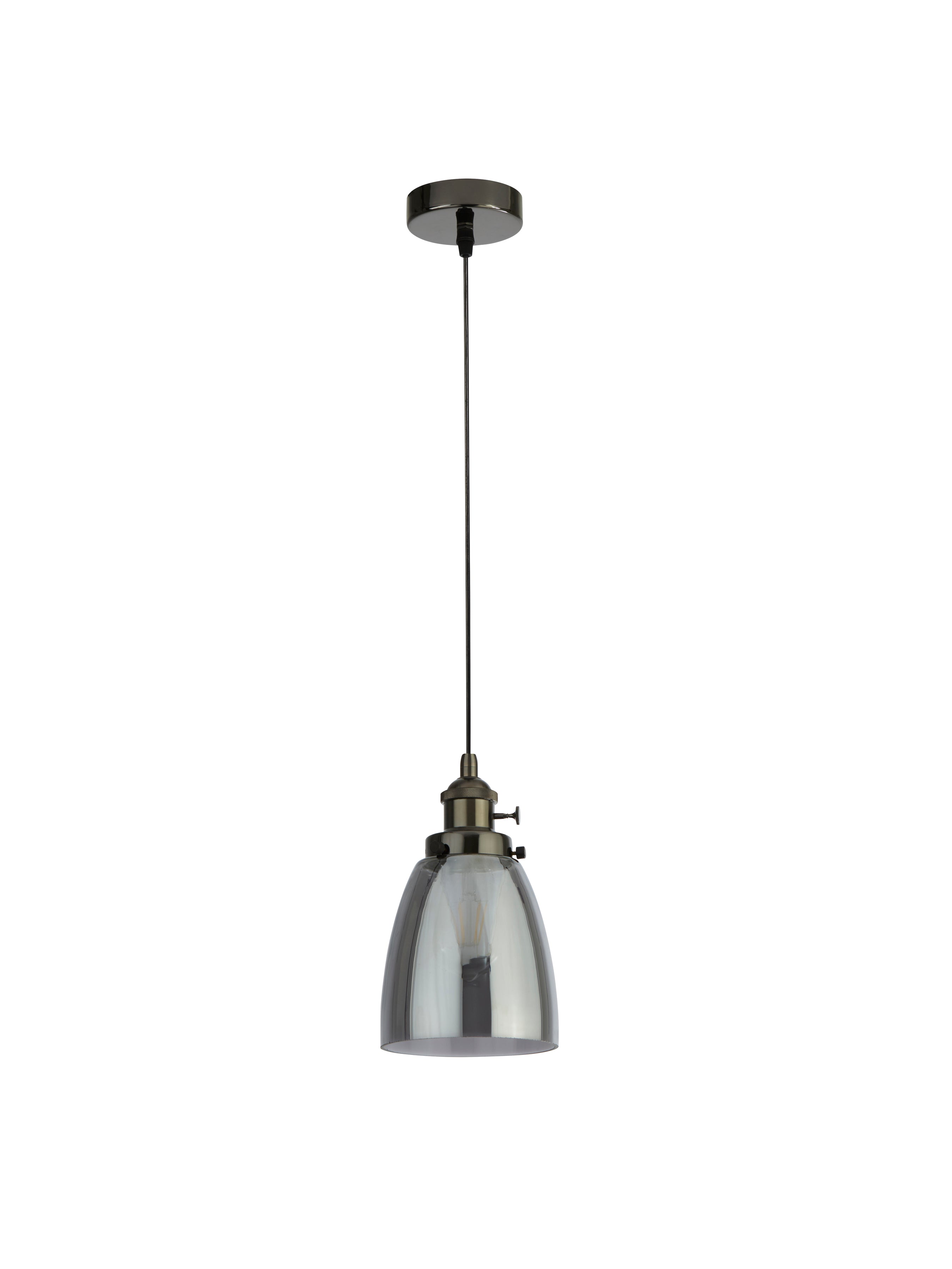 Searchlight Pendant Island Single Aluminium Holder Smoked Glass