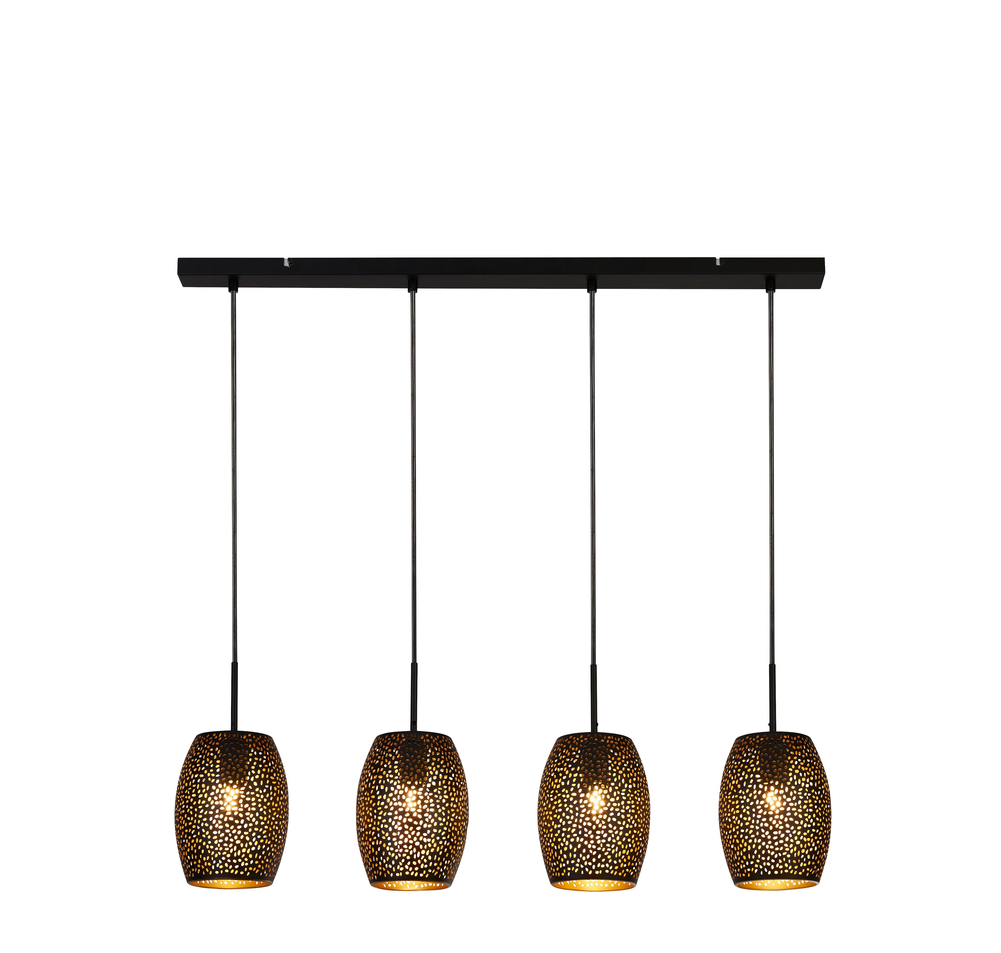 Searchlight Lambeth 4 Light Bar Pendant - Black Lambeth Cut Metal