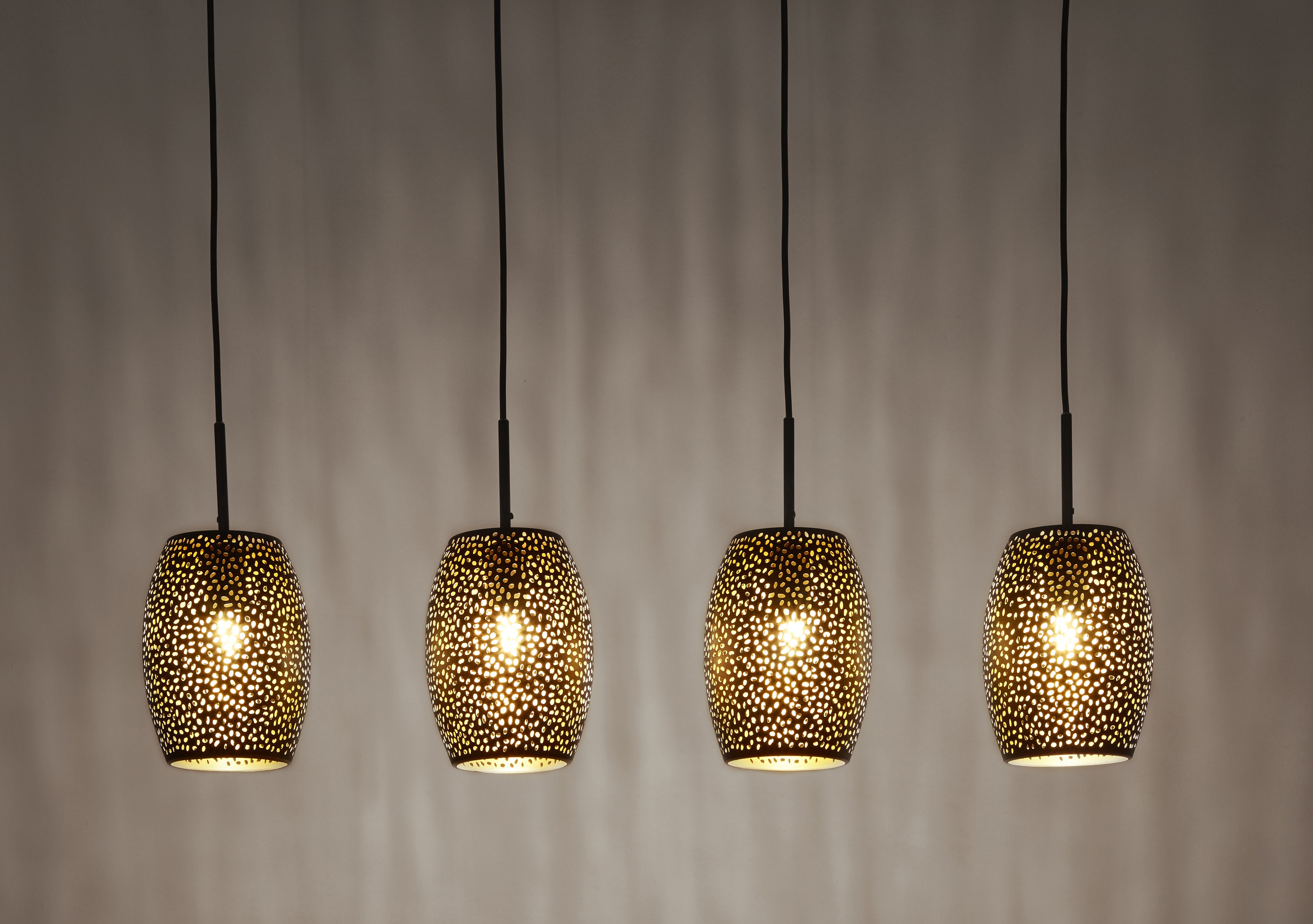 Searchlight Lambeth 4 Light Bar Pendant - Black Lambeth Cut Metal