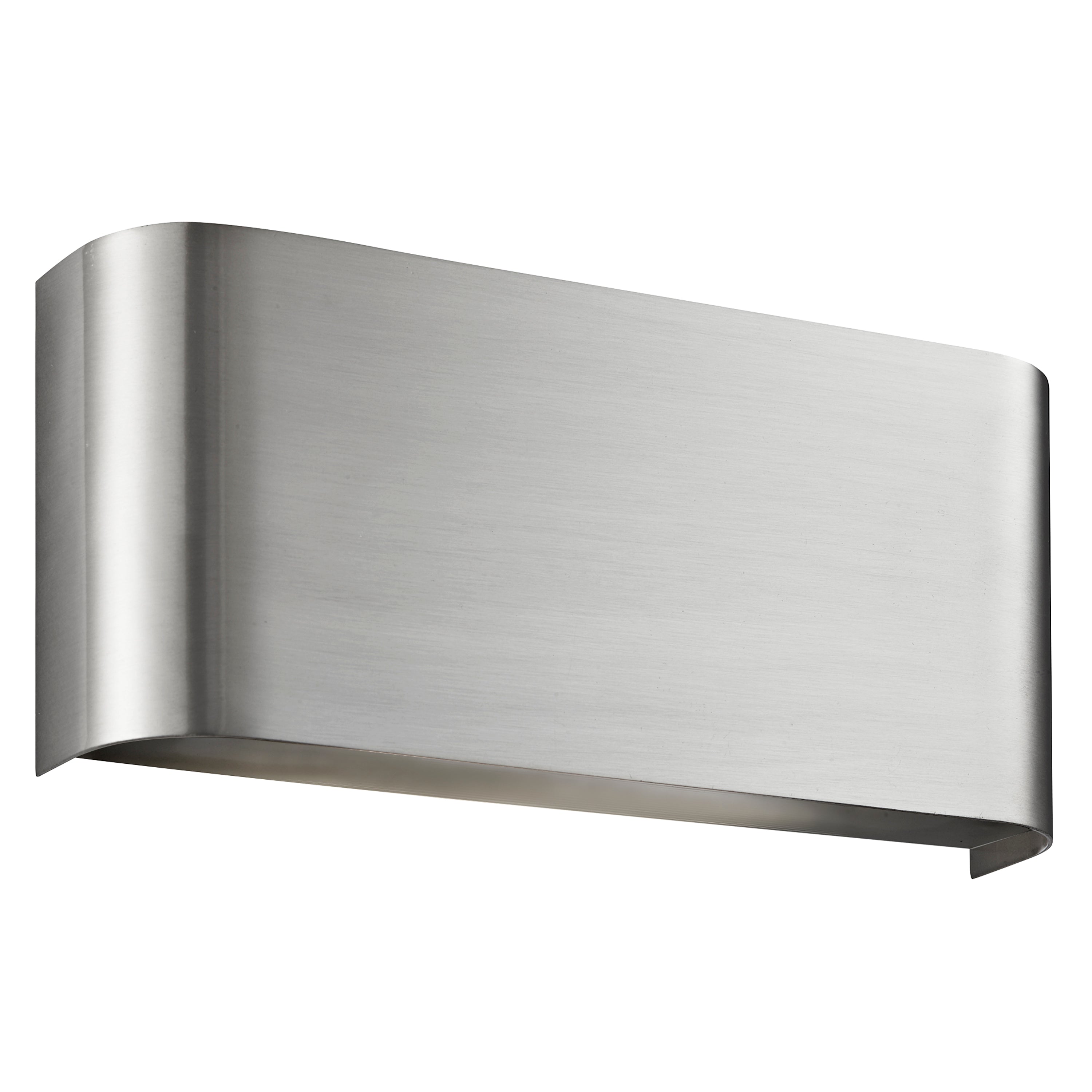 Searchlight Satin Silver Oblong Curved Wall Light With Up & Down 2 Light LED