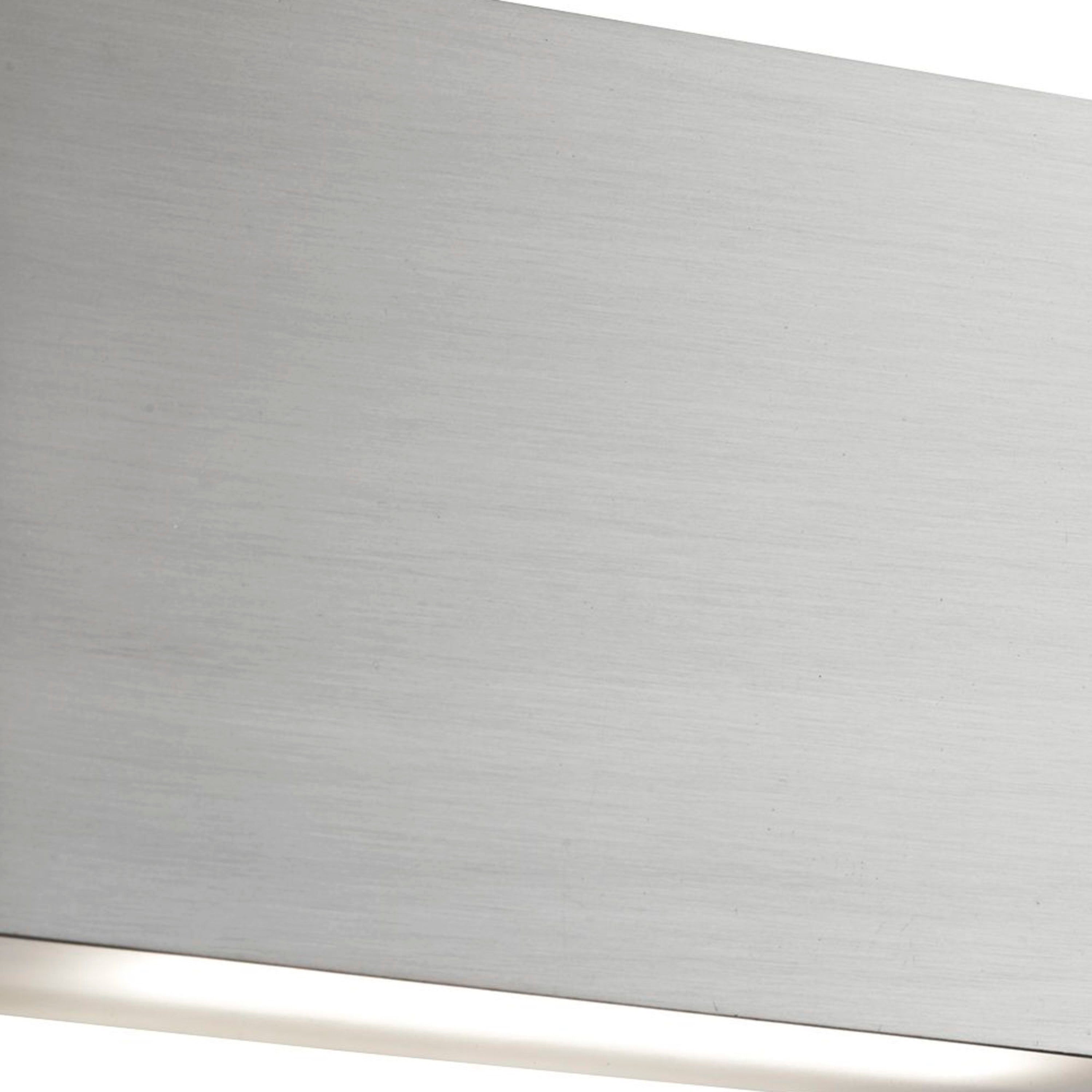 Searchlight Satin Silver Oblong Curved Wall Light With Up & Down 2 Light LED