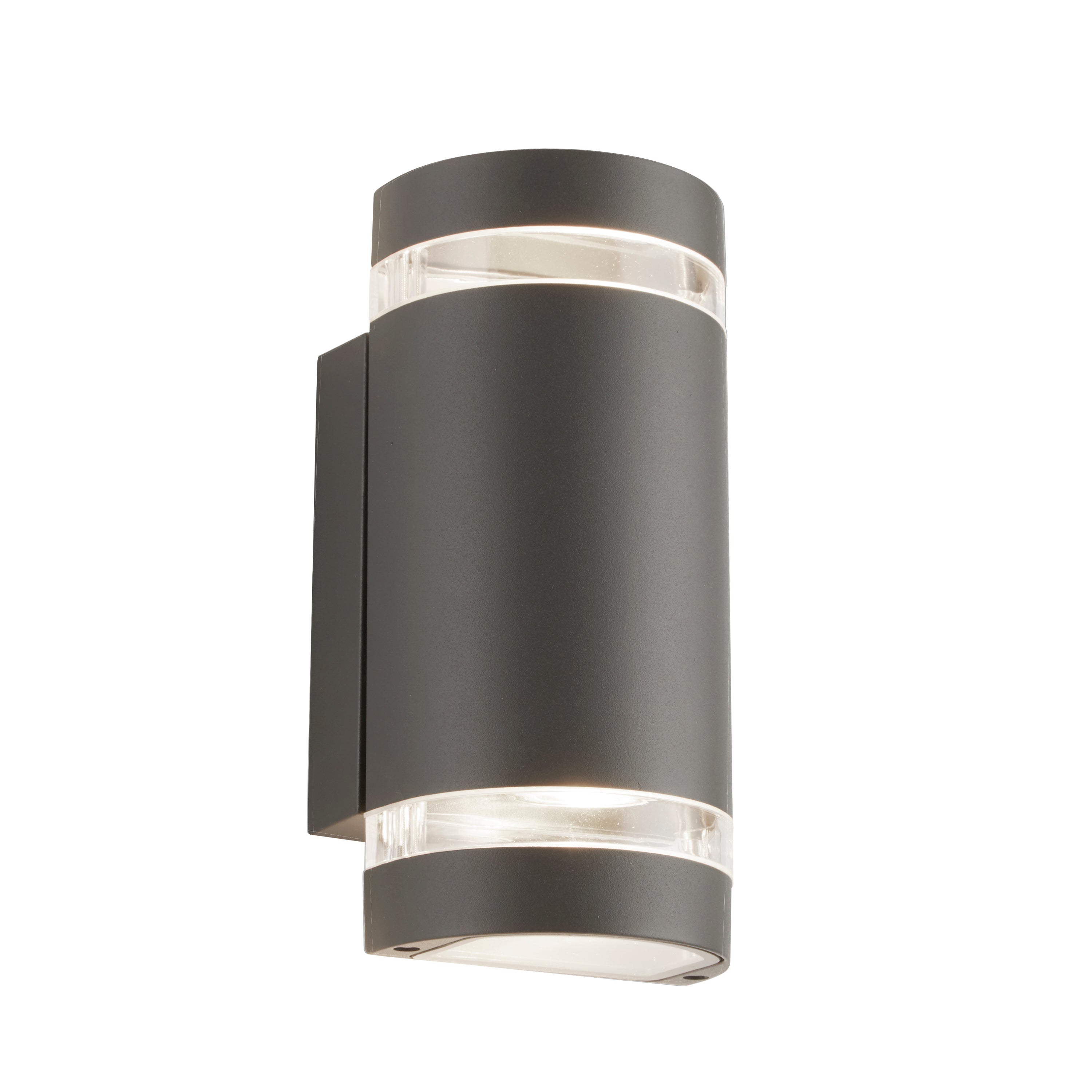 Searchlight Shelley LED Outdoor 2 Light Wall Light - Grey & Clear Diffuser - IP44