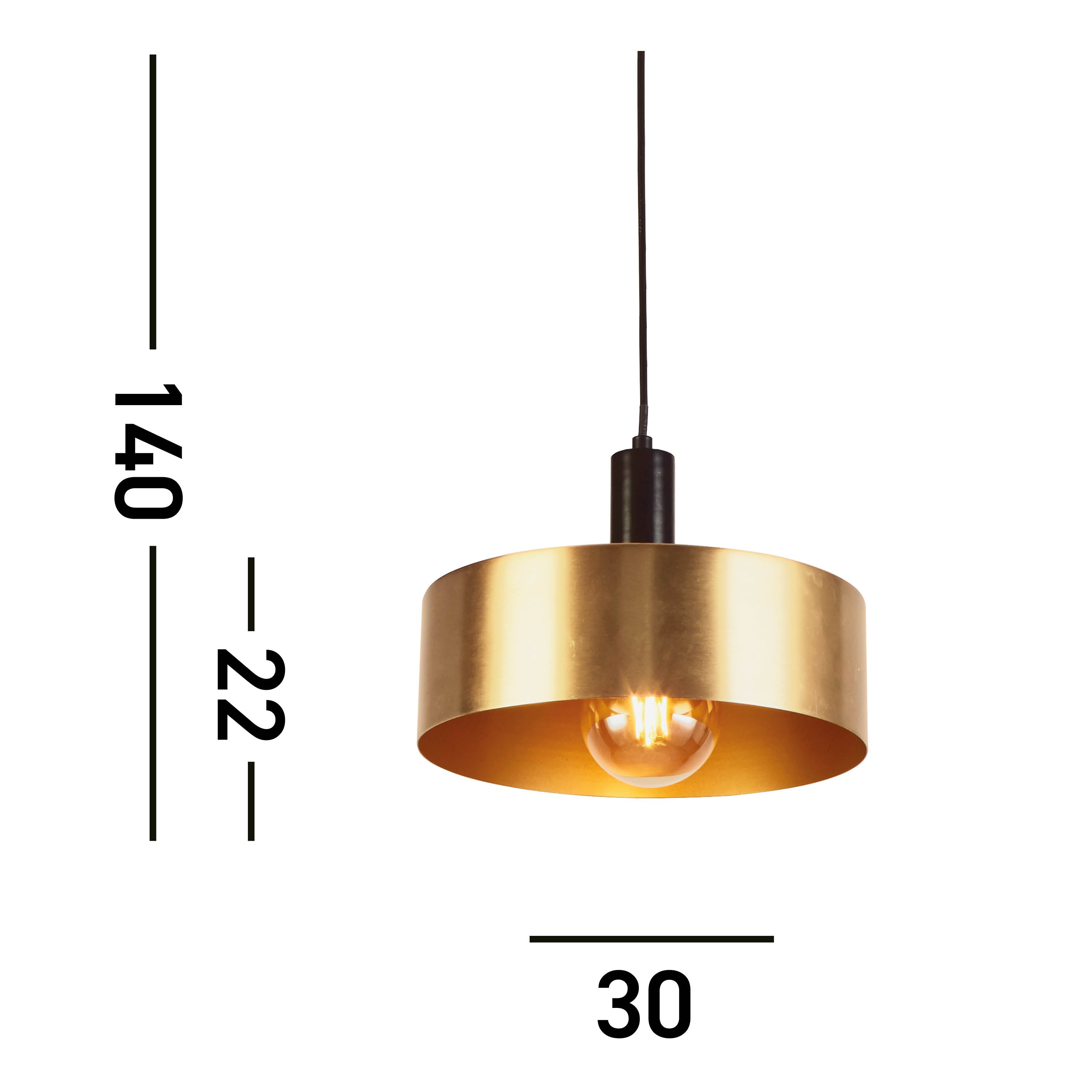 Searchlight Kearsley Pendant - Black & Gold Metal