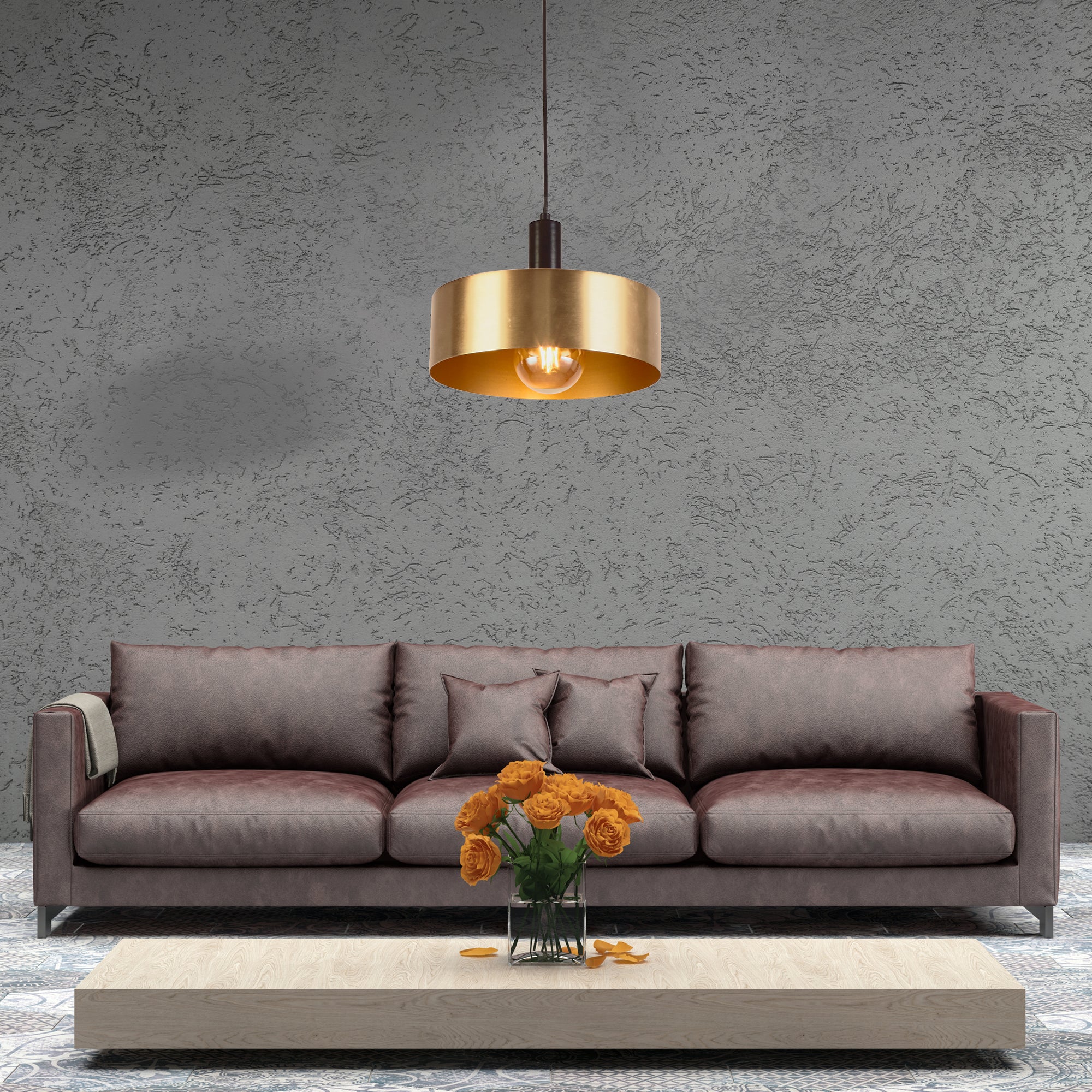 Searchlight Kearsley Pendant - Black & Gold Metal