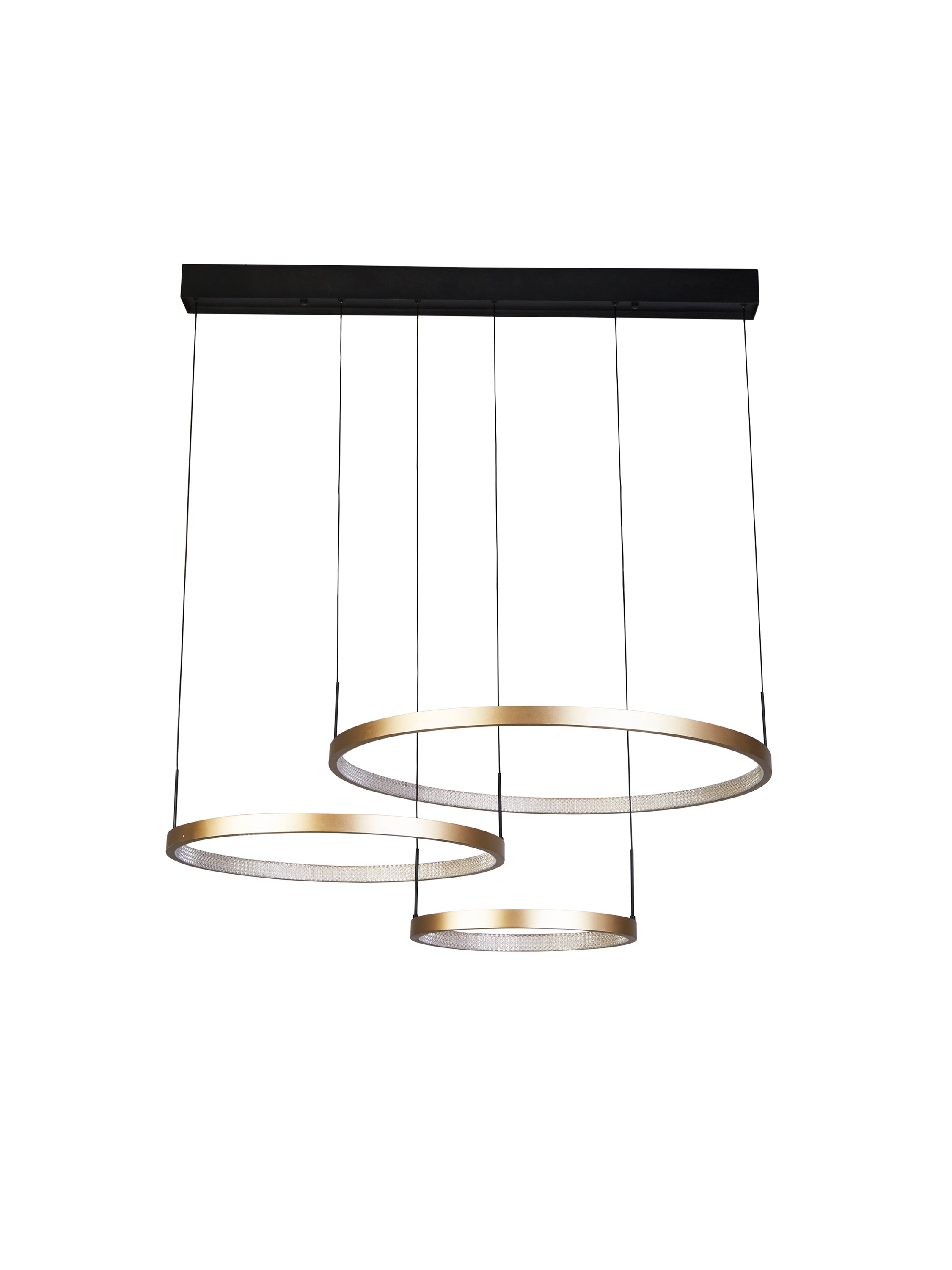 Searchlight Gilbert 3 Ring Pendant - Black & Gold Metal