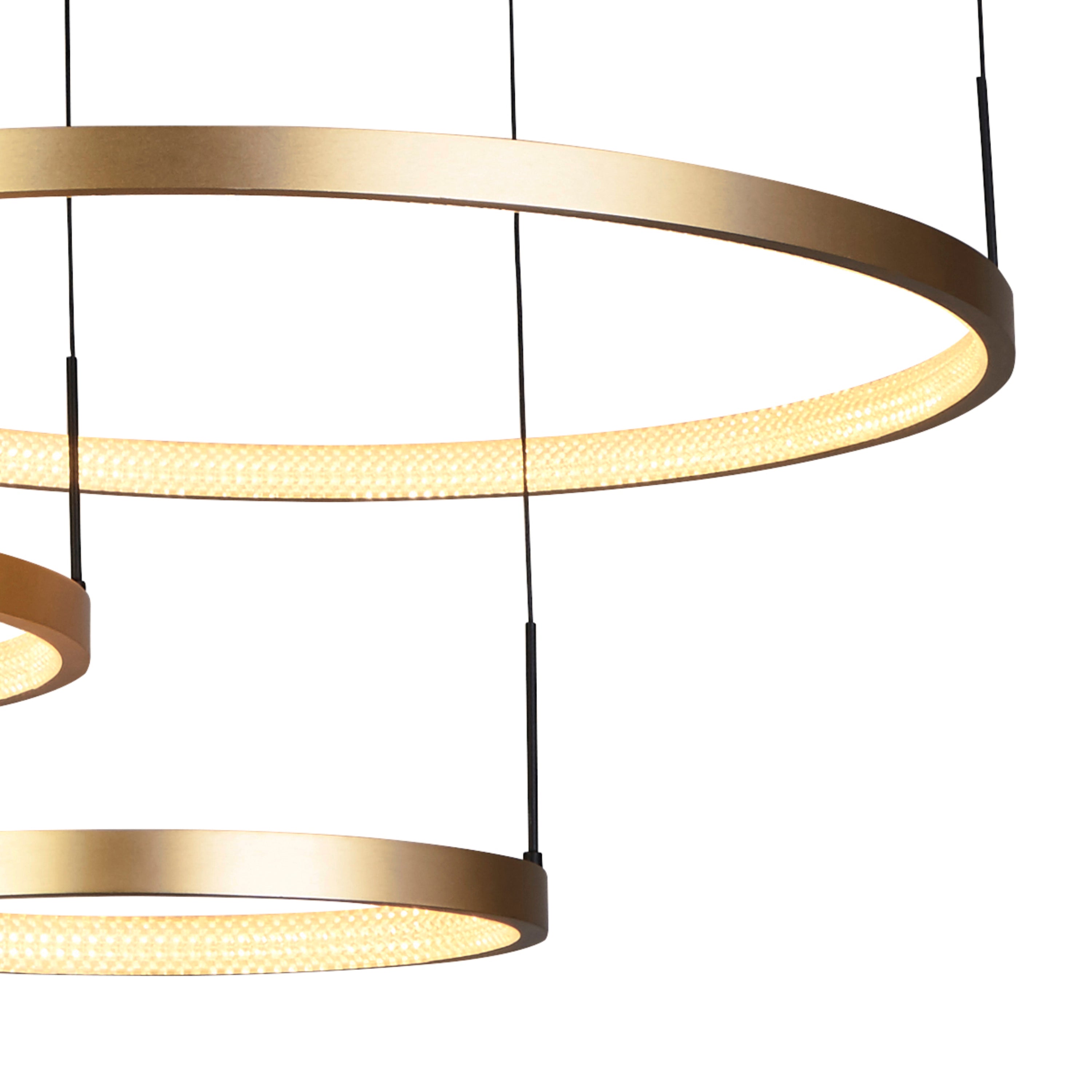 Searchlight Gilbert 3 Ring Pendant - Black & Gold Metal