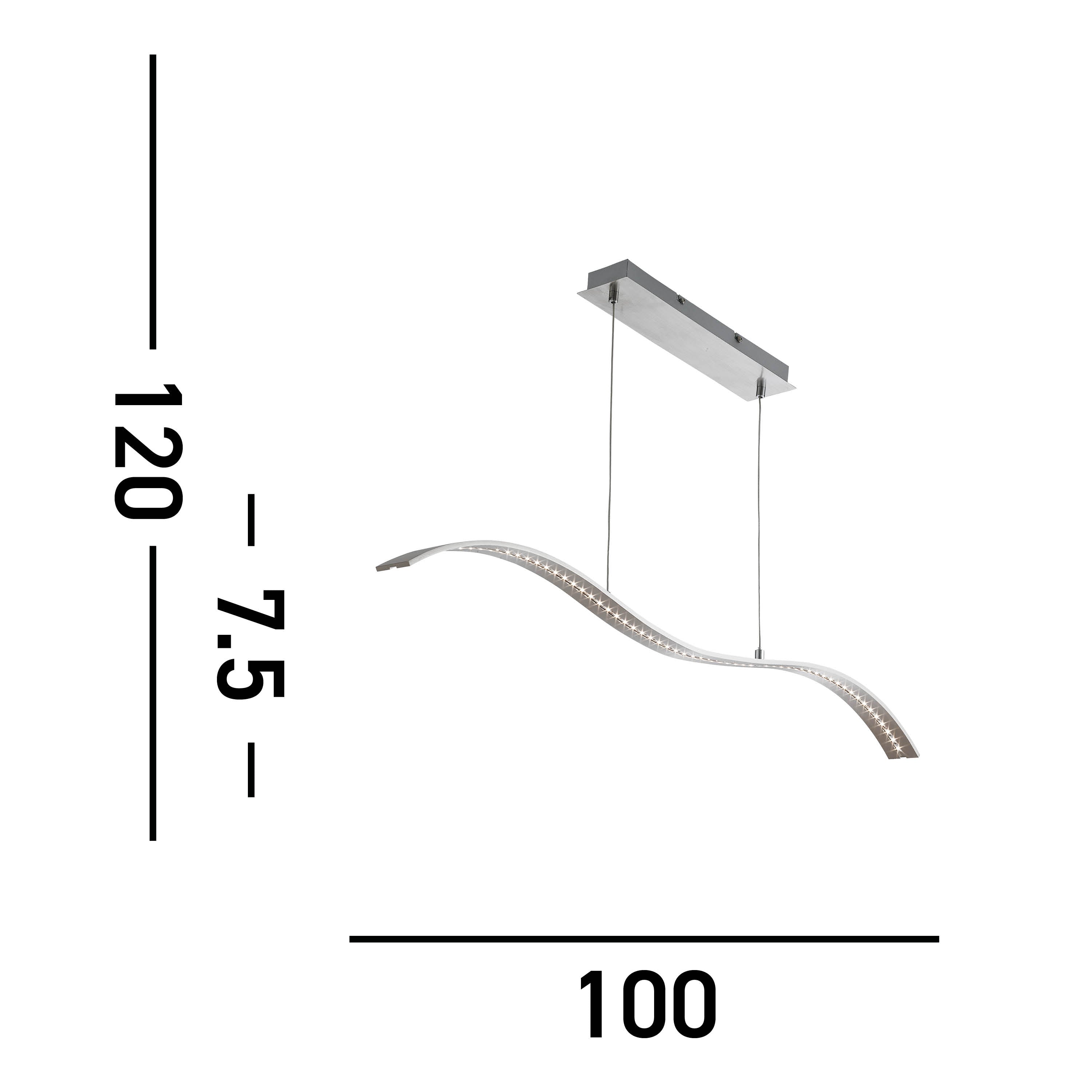 Searchlight Satin Silver LED Wavy Bar Light