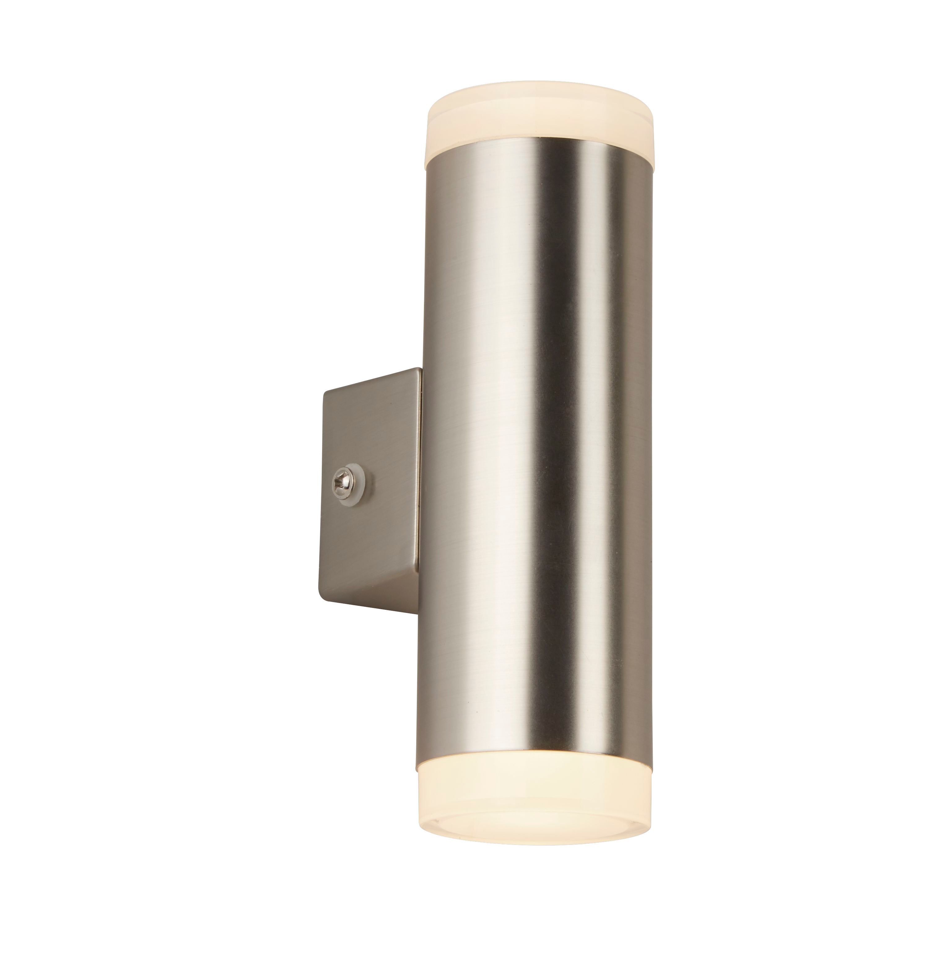 Searchlight Mela LED 2 Light Outdoor Wall Light - Satin Silver & Glass