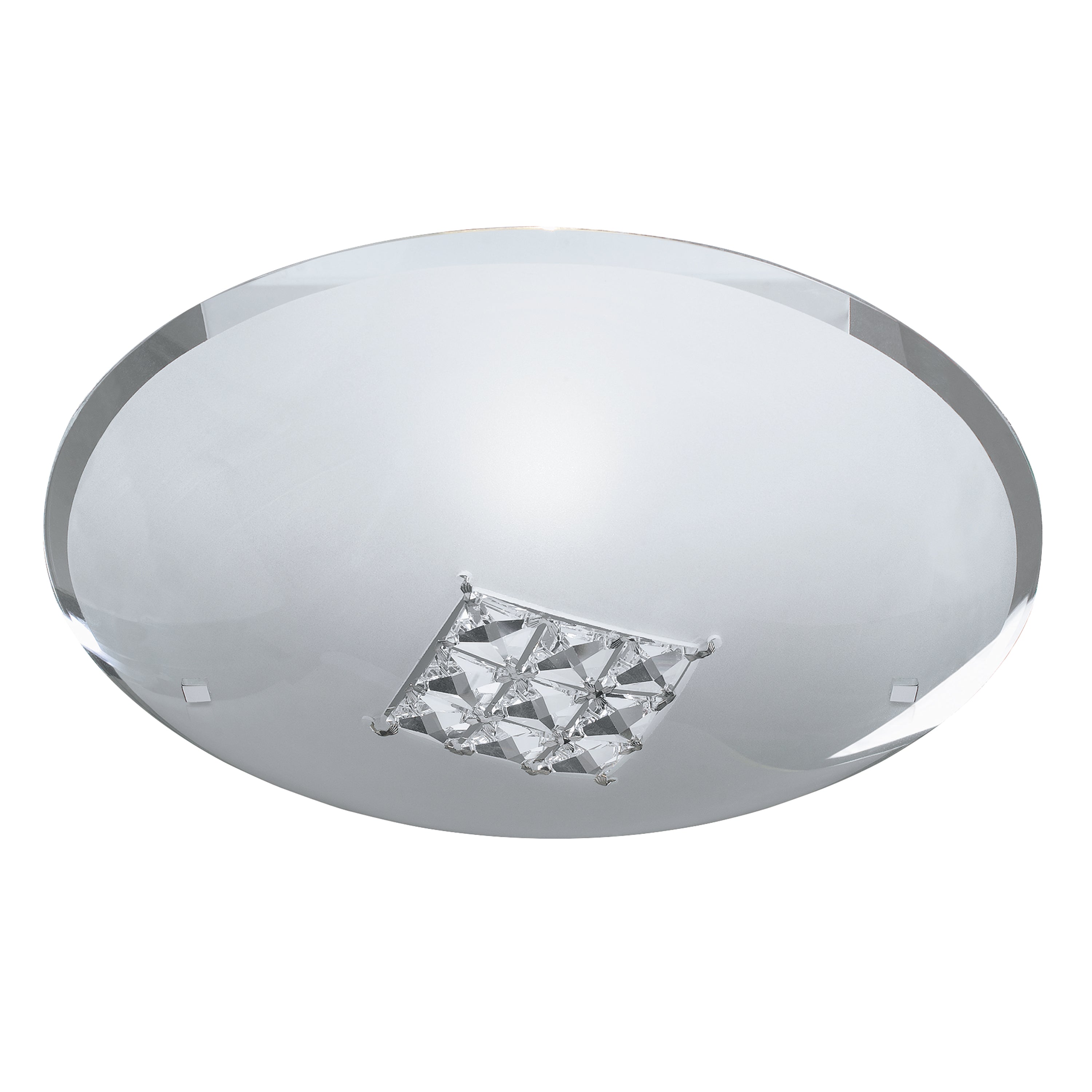 Searchlight Queen Round Flush Fitting (32cm Diameter) With Square Crystal Windows