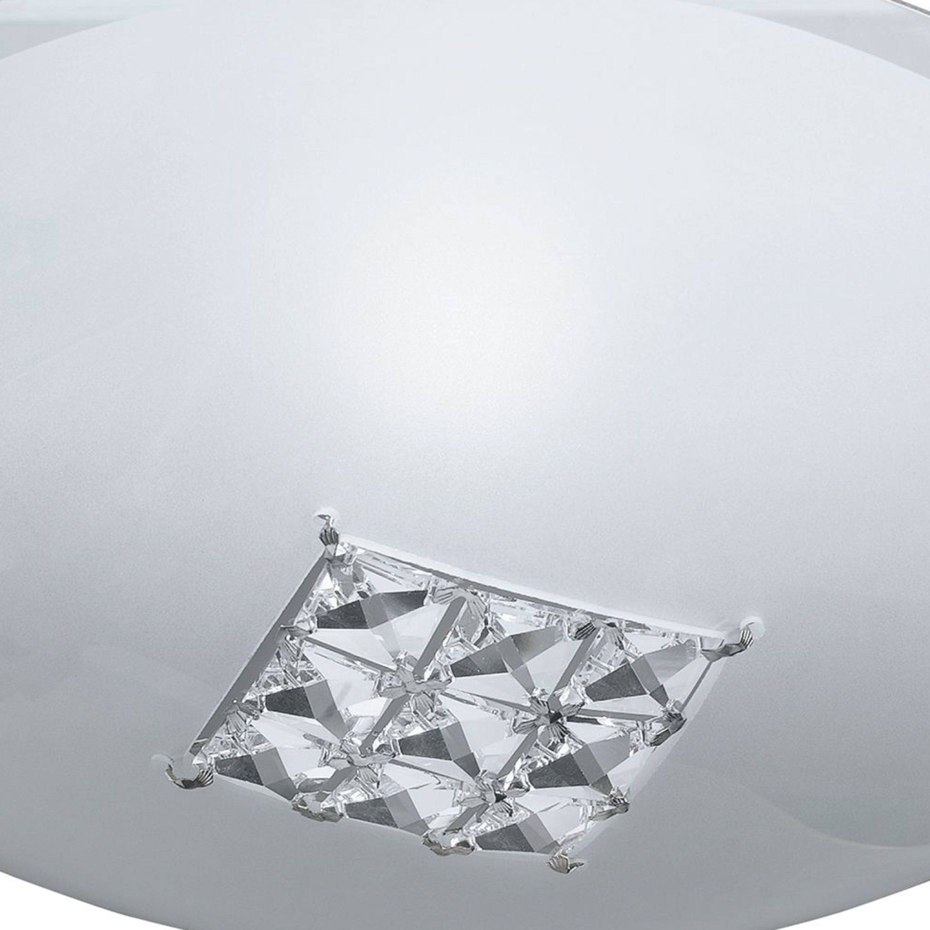 Searchlight Queen Round Flush Fitting (32cm Diameter) With Square Crystal Windows