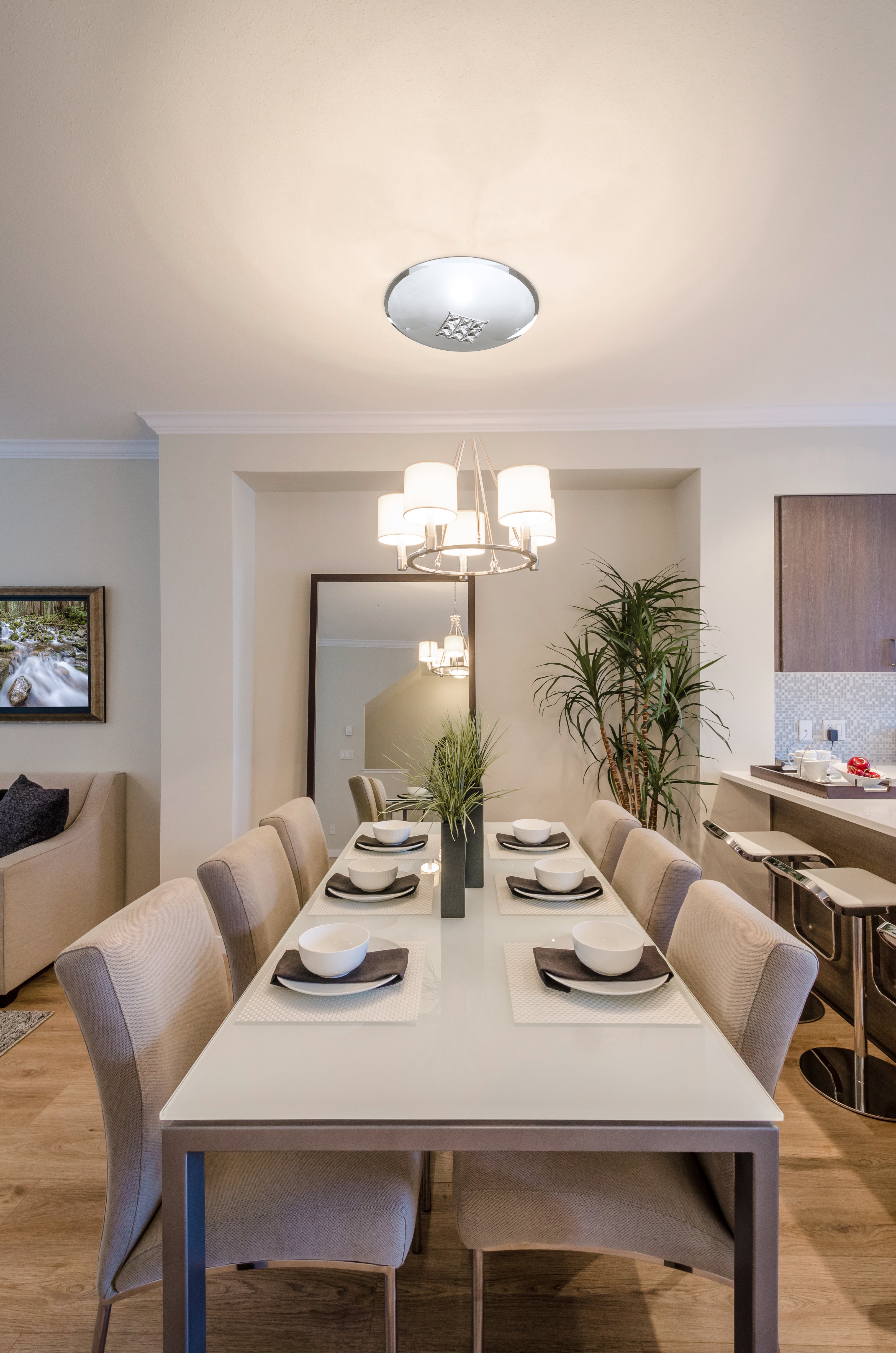 Searchlight Queen Round Flush Fitting (32cm Diameter) With Square Crystal Windows