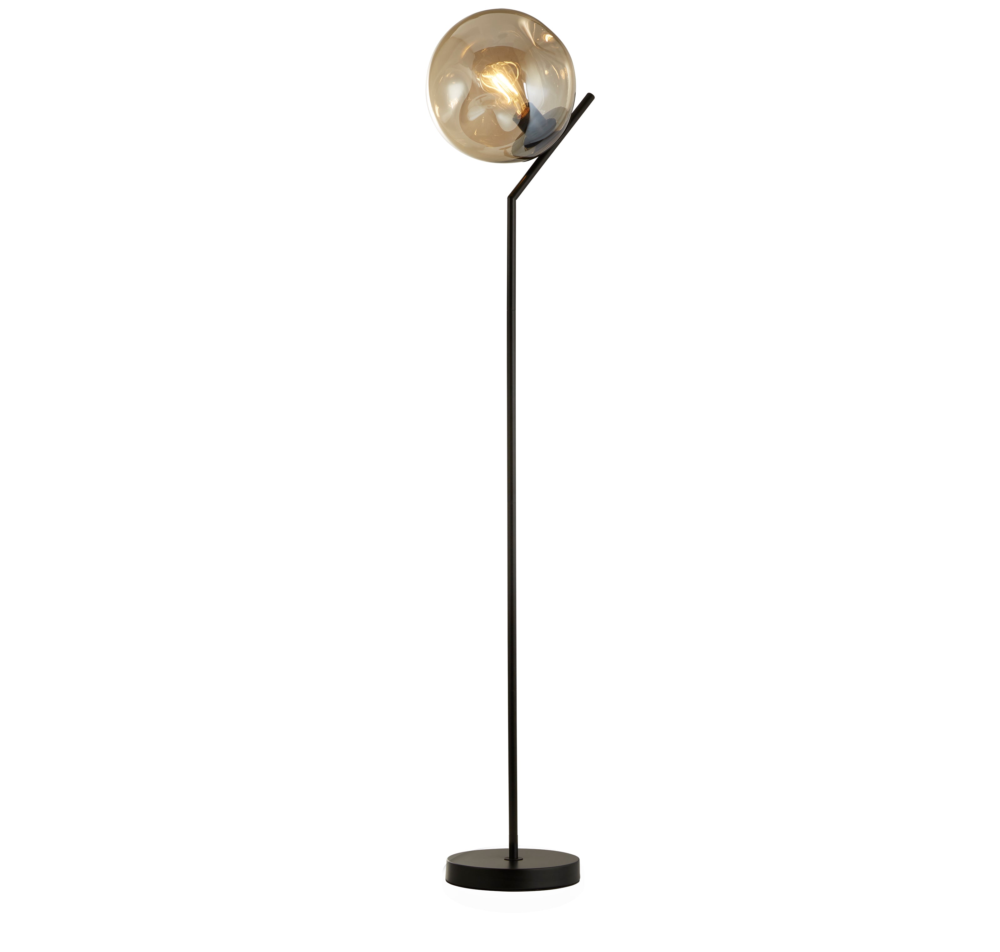 Searchlight Phoebe Floor Lamp - Black Metal & Champagne Phoebeed Glass