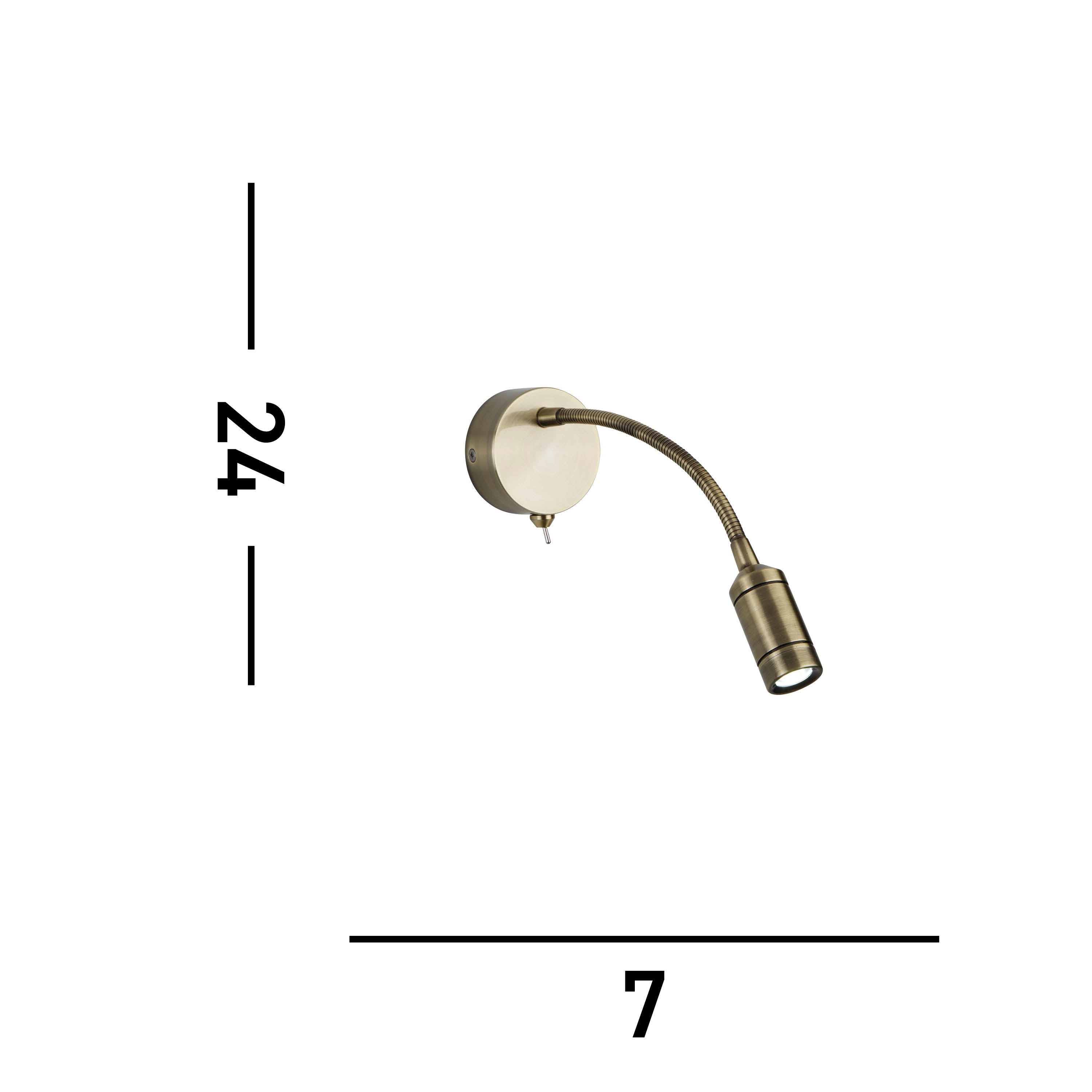 Searchlight LED Adjustable Wall Light - Flexi Arm - Antique Brass
