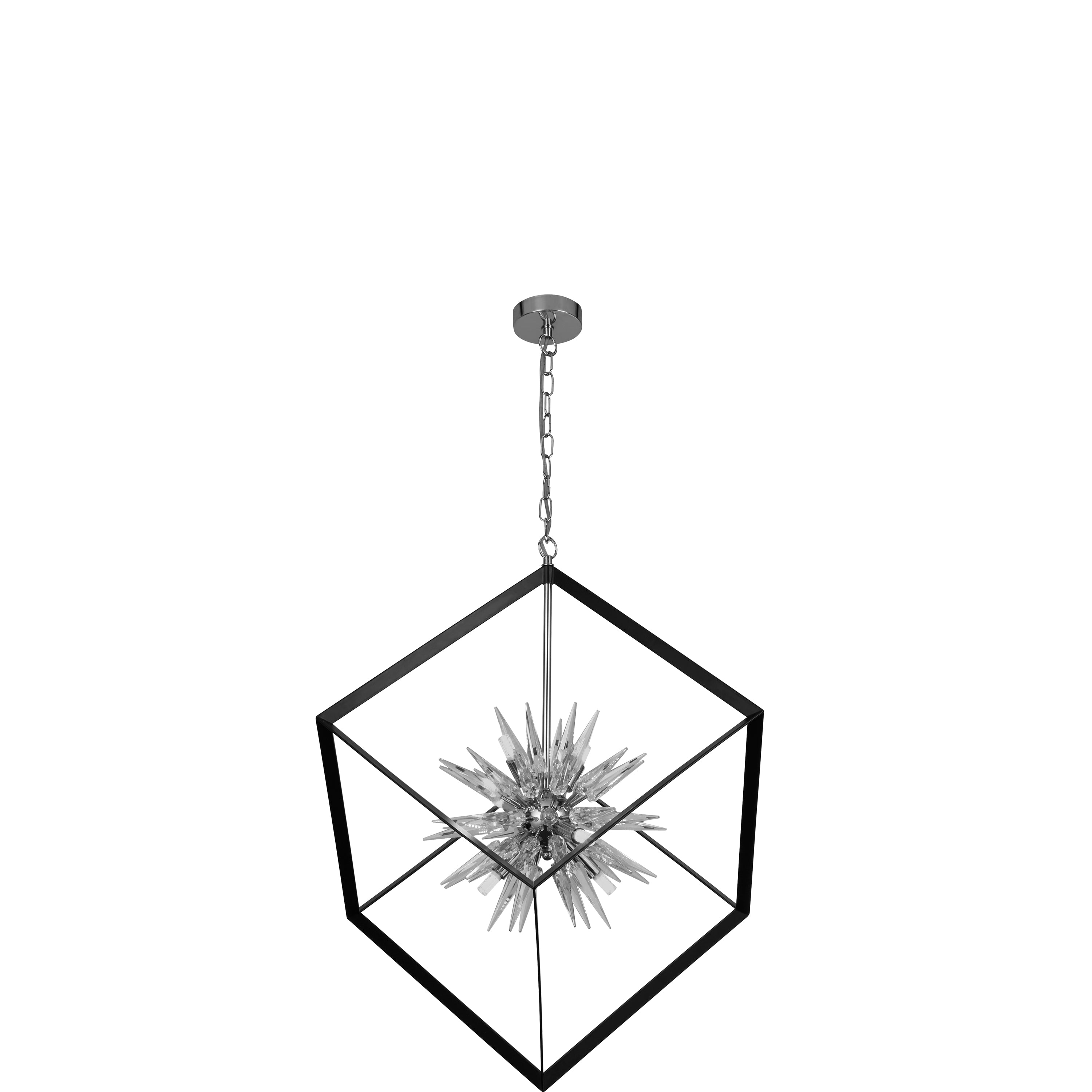 Searchlight Somerset 6 Light Ceiling Pendant - Black & Crystal Glass