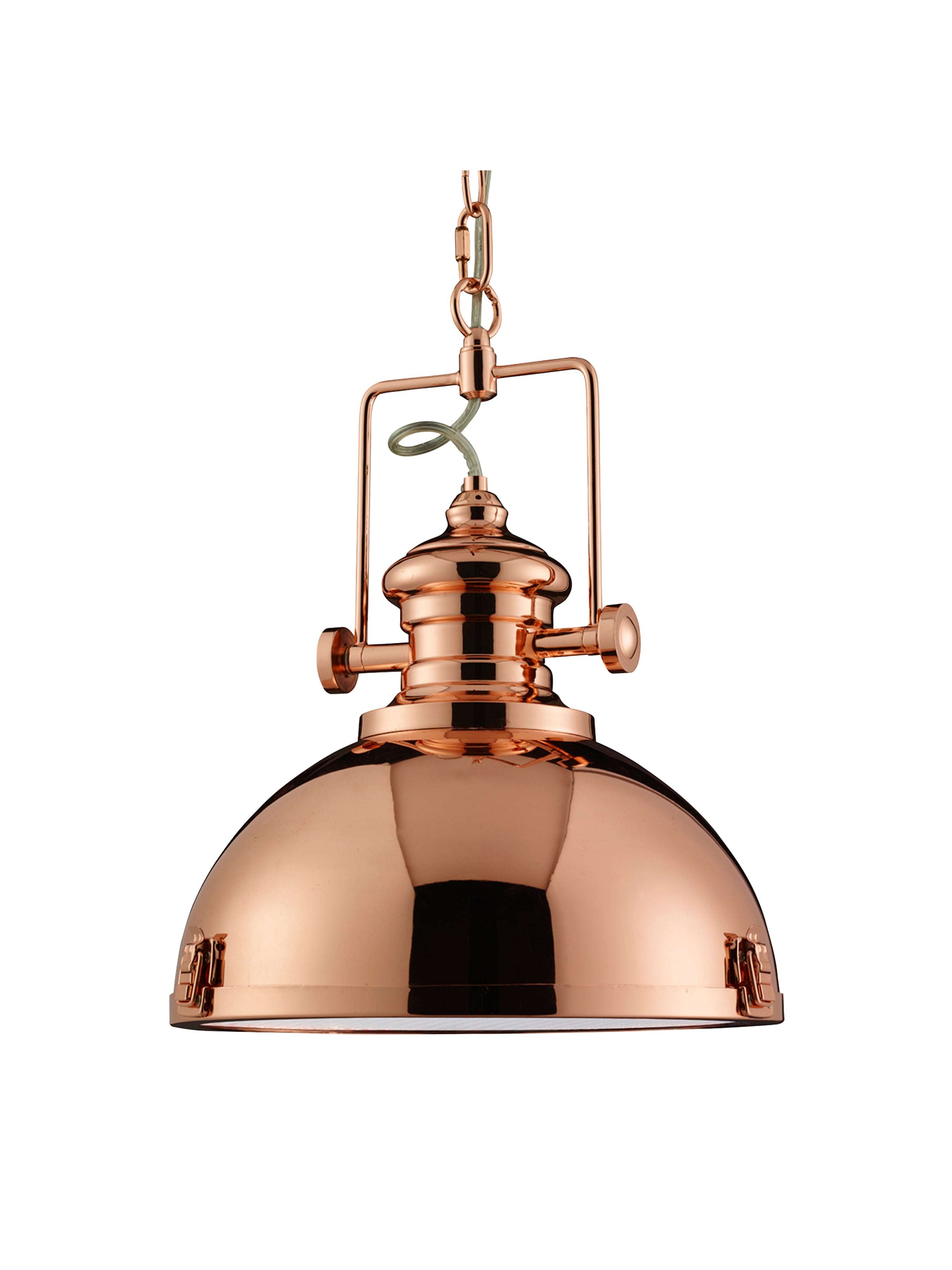 Searchlight Ireton Pendant, Single Copper, Frosted Lens