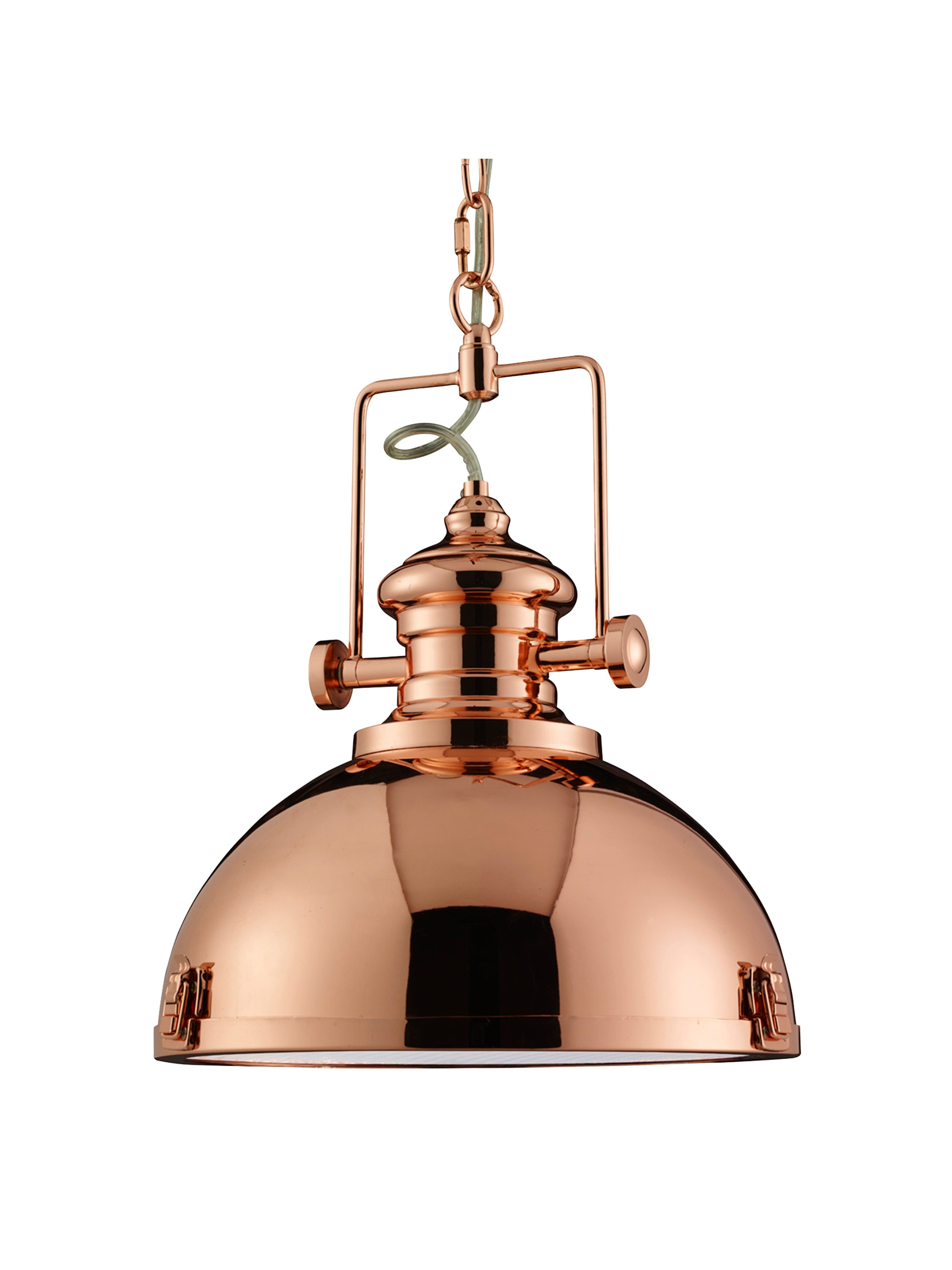 Searchlight Ireton Pendant, Single Copper, Frosted Lens