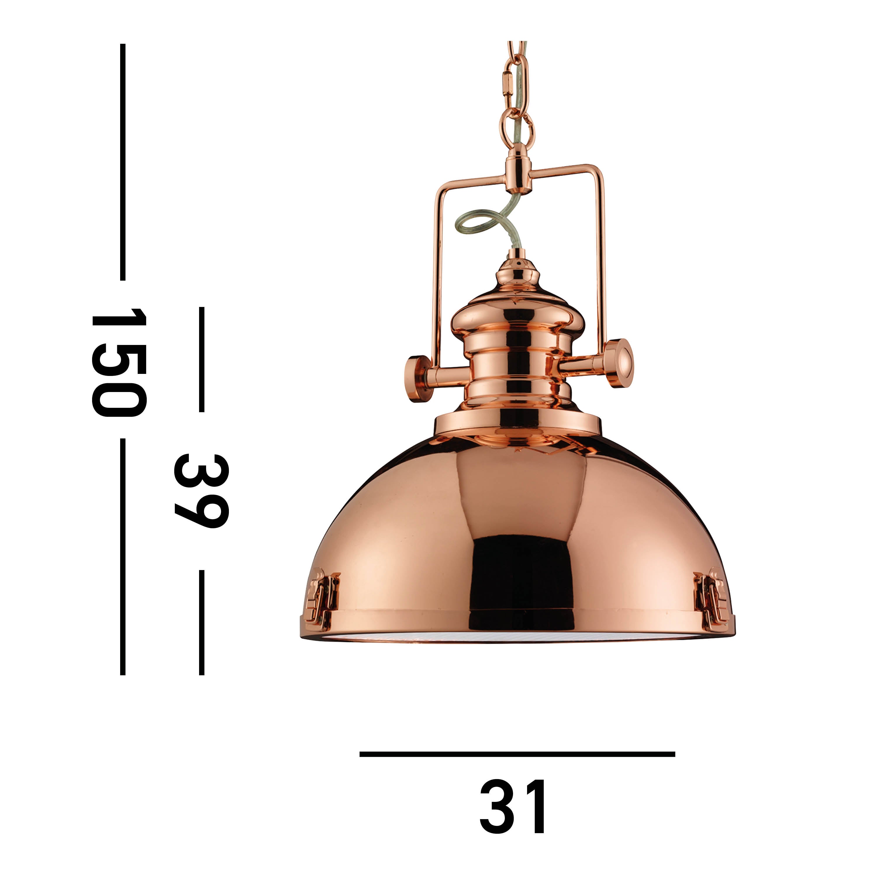 Searchlight Ireton Pendant, Single Copper, Frosted Lens