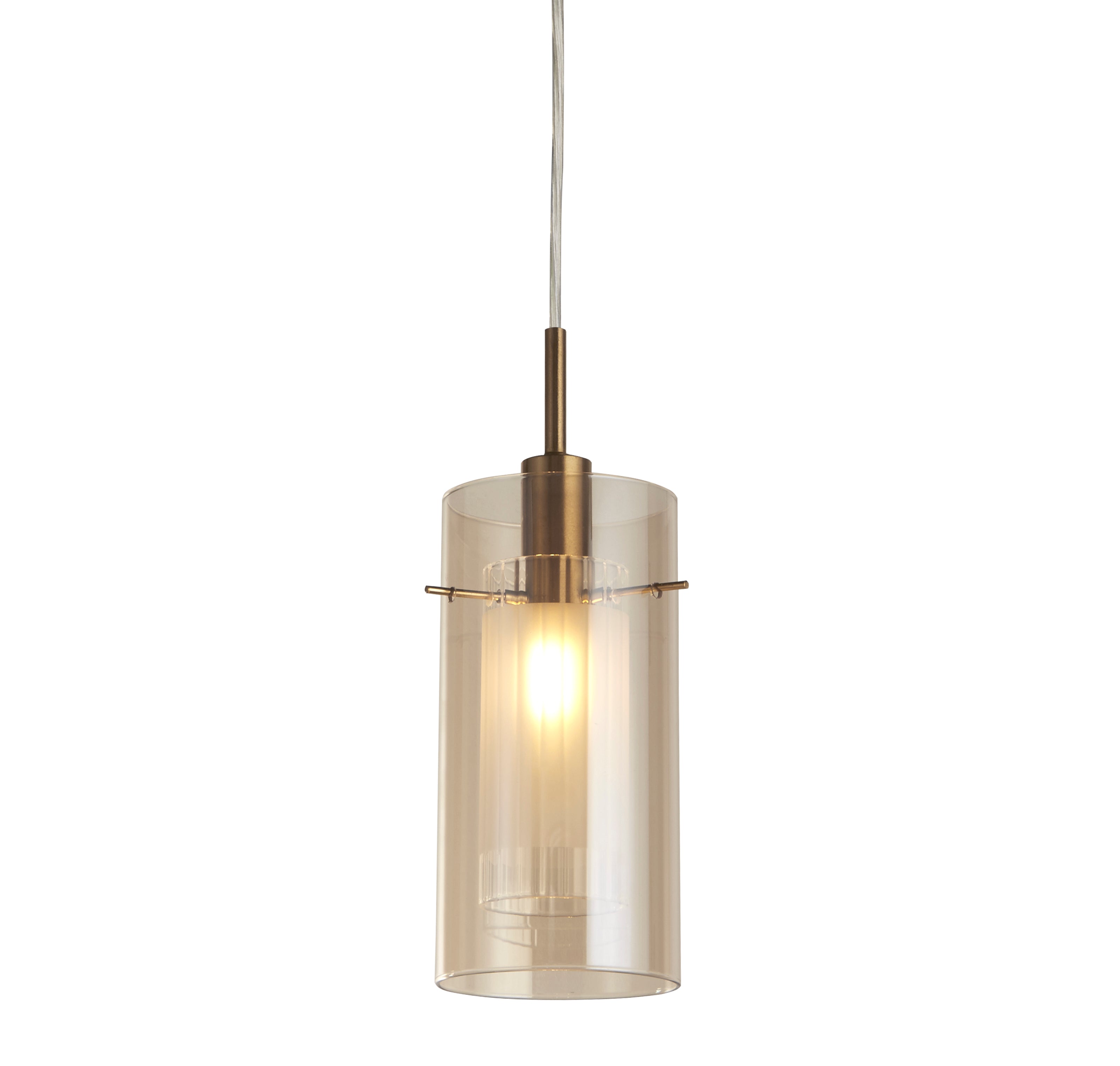 Searchlight Dawson III Pendant - Bronze Metal & Champagne Glass