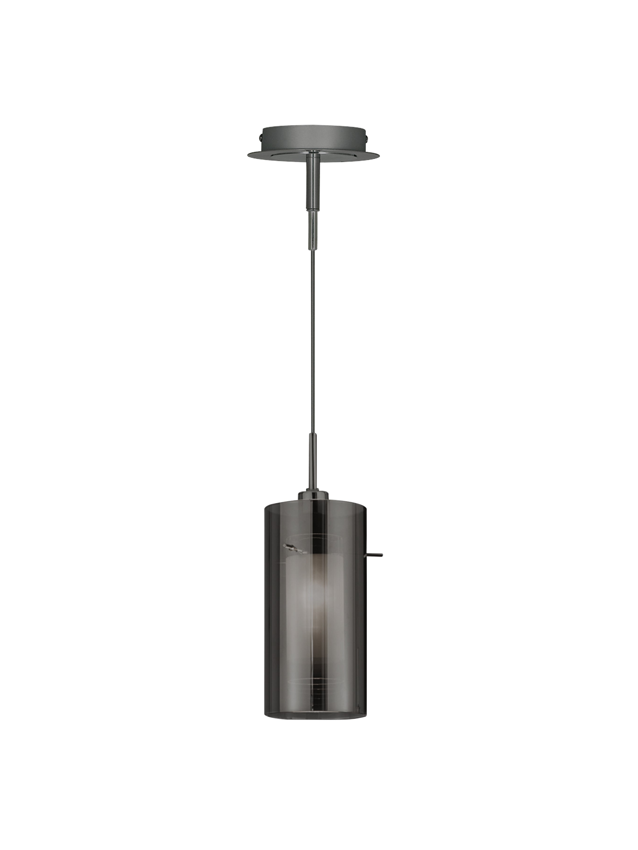 Searchlight Dawson 2 Chrome Pendant Light With Smoked Glass Cylinder Shade