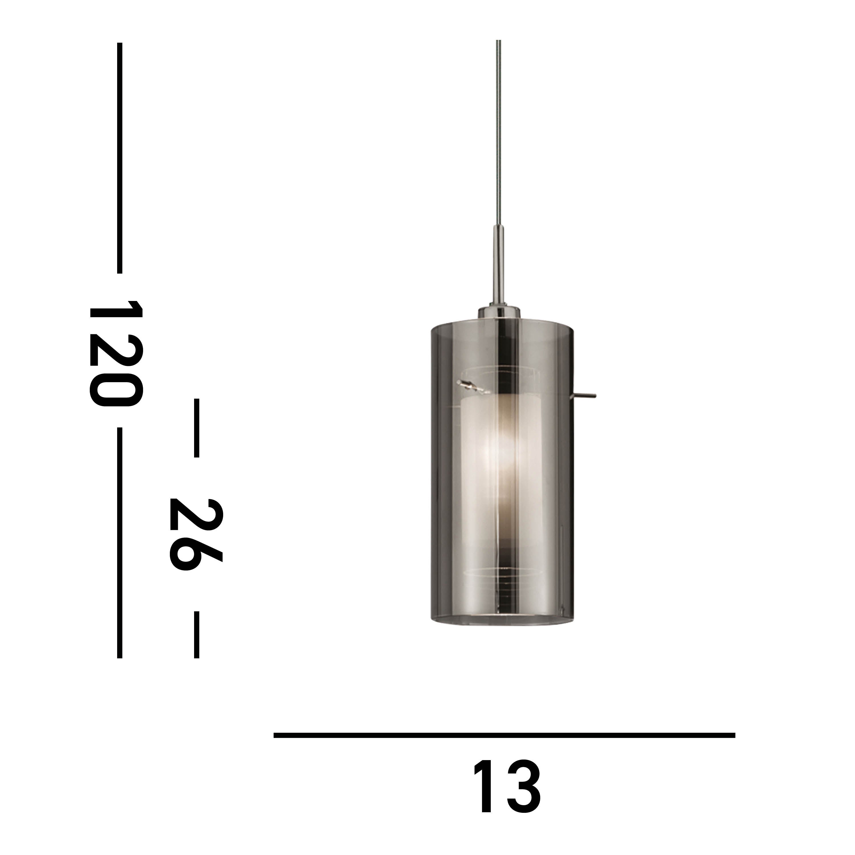 Searchlight Dawson 2 Chrome Pendant Light With Smoked Glass Cylinder Shade