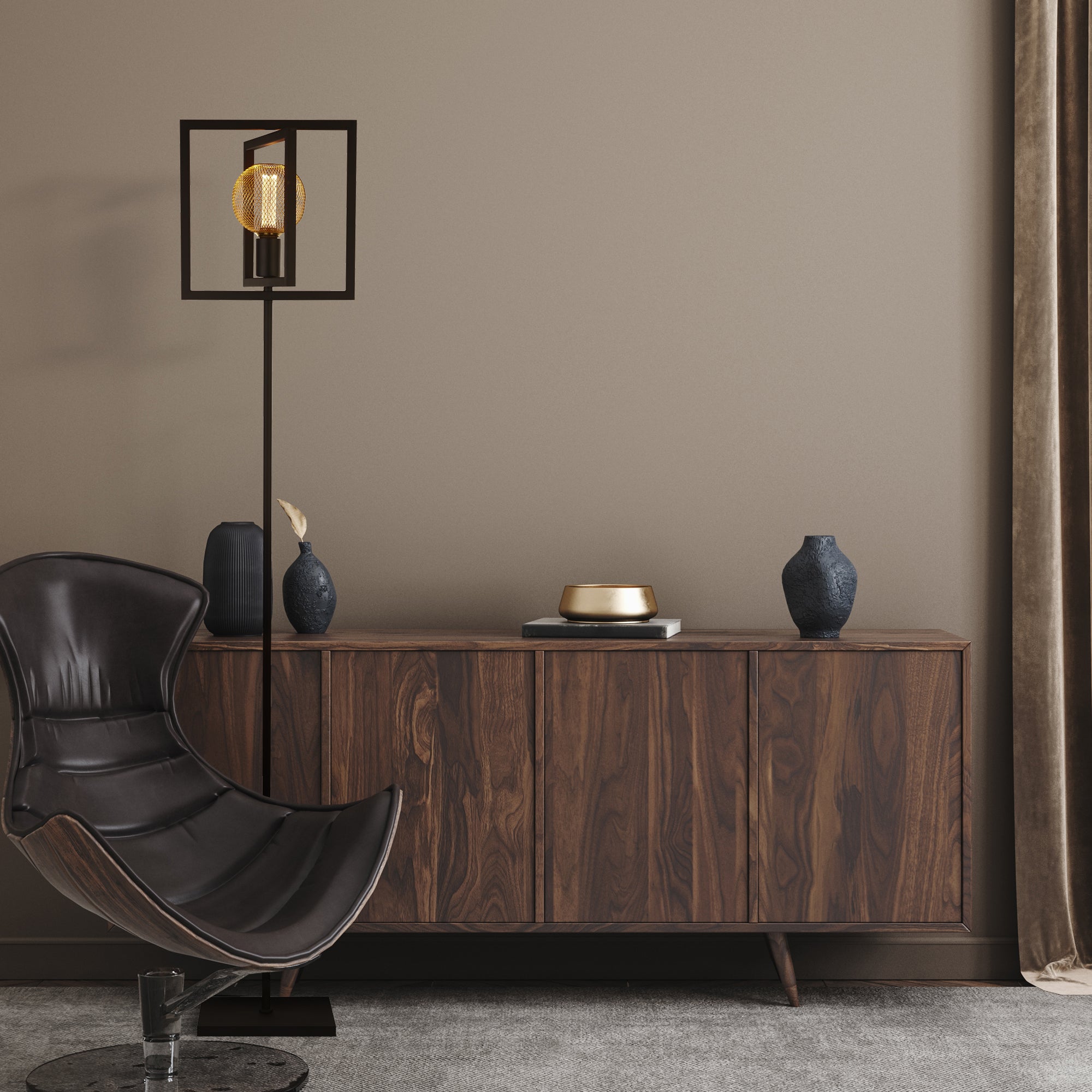 Searchlight Pickwick Adjustable Floor Lamp - Matt Black