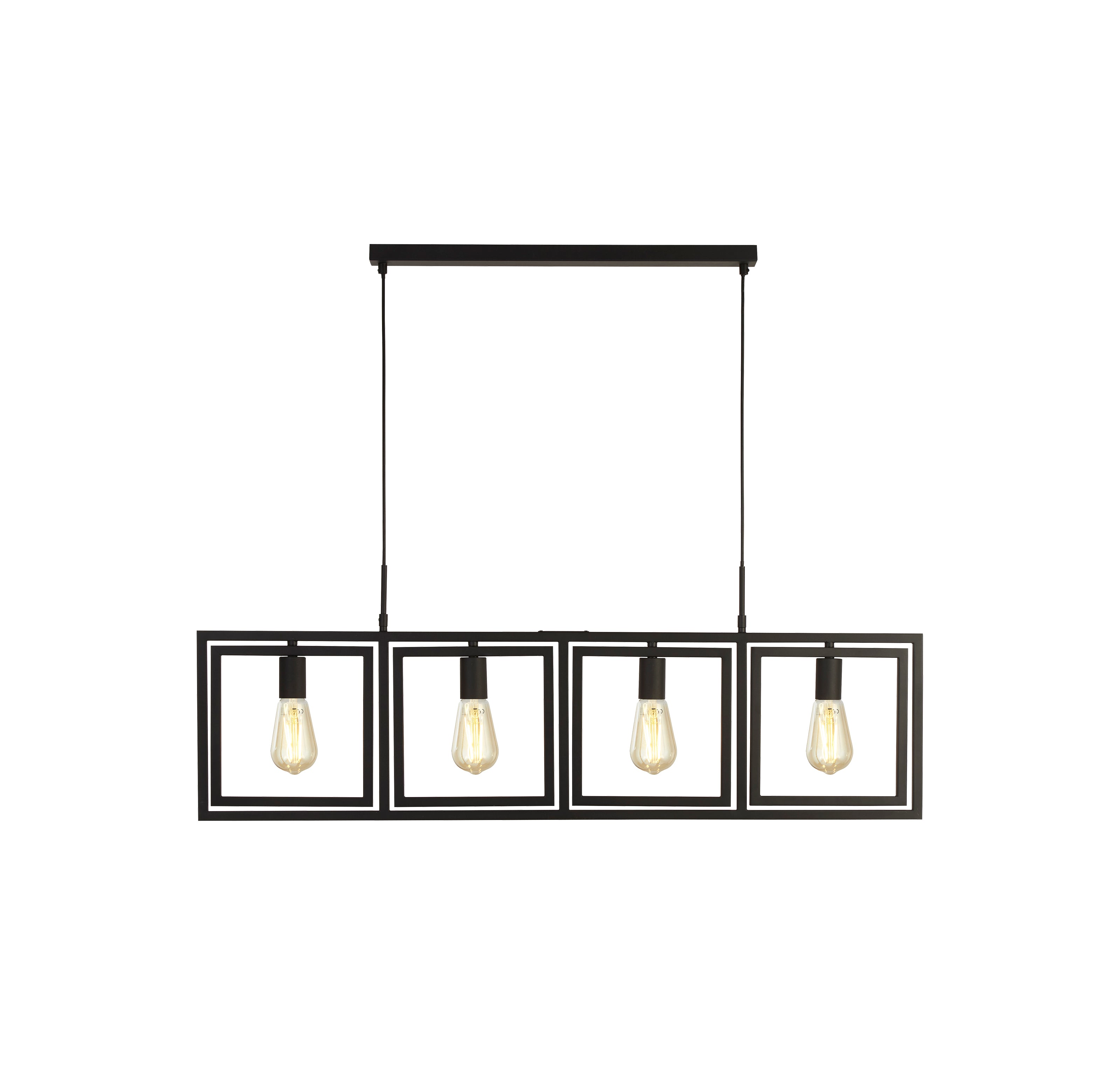 Searchlight Pickwick 4 Light Pendant - Matt Black Metal