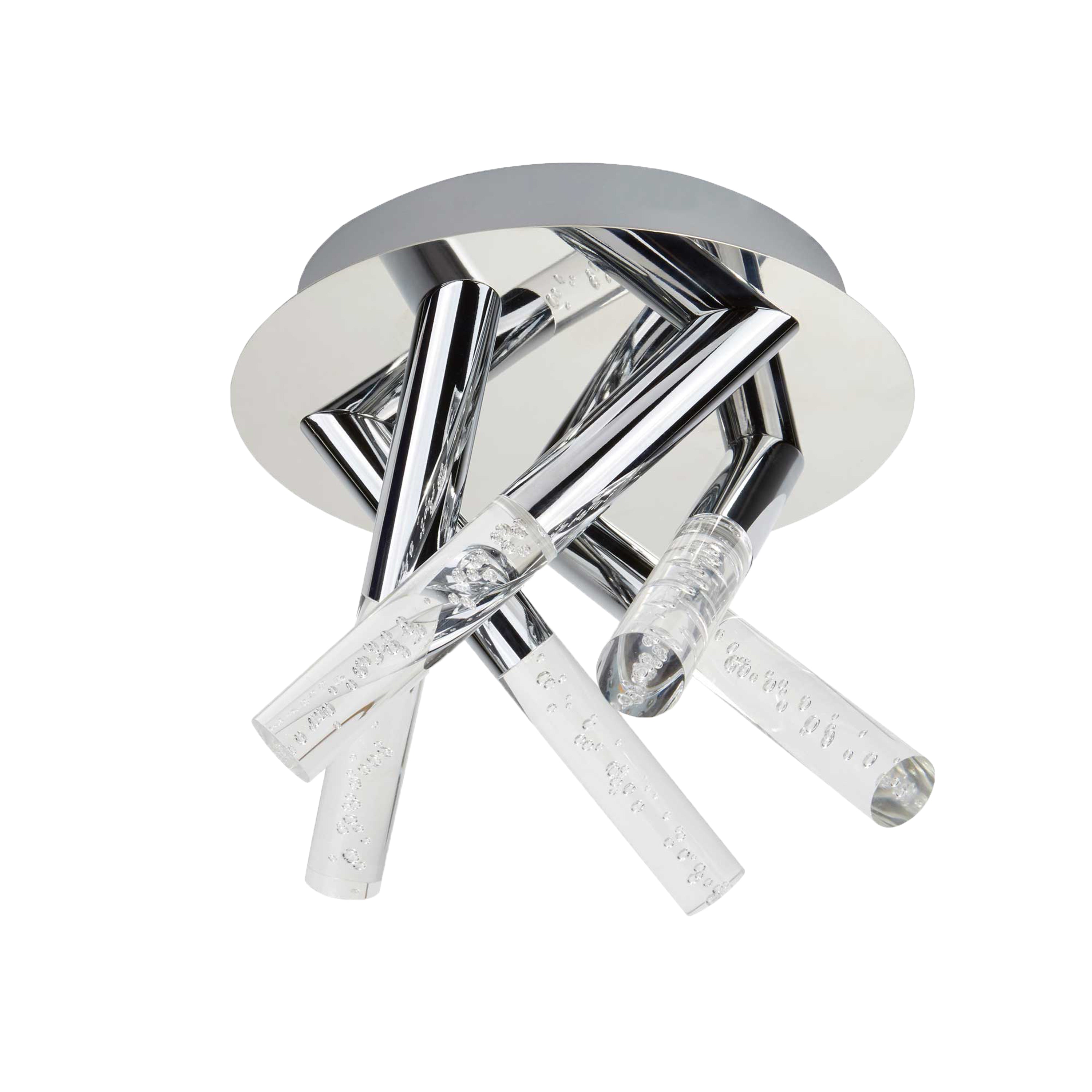 Searchlight Brookhill 5 Light Bathroom Ceiling Flush Fitting, Bubbled Acrylic & Chrome Rods IP44