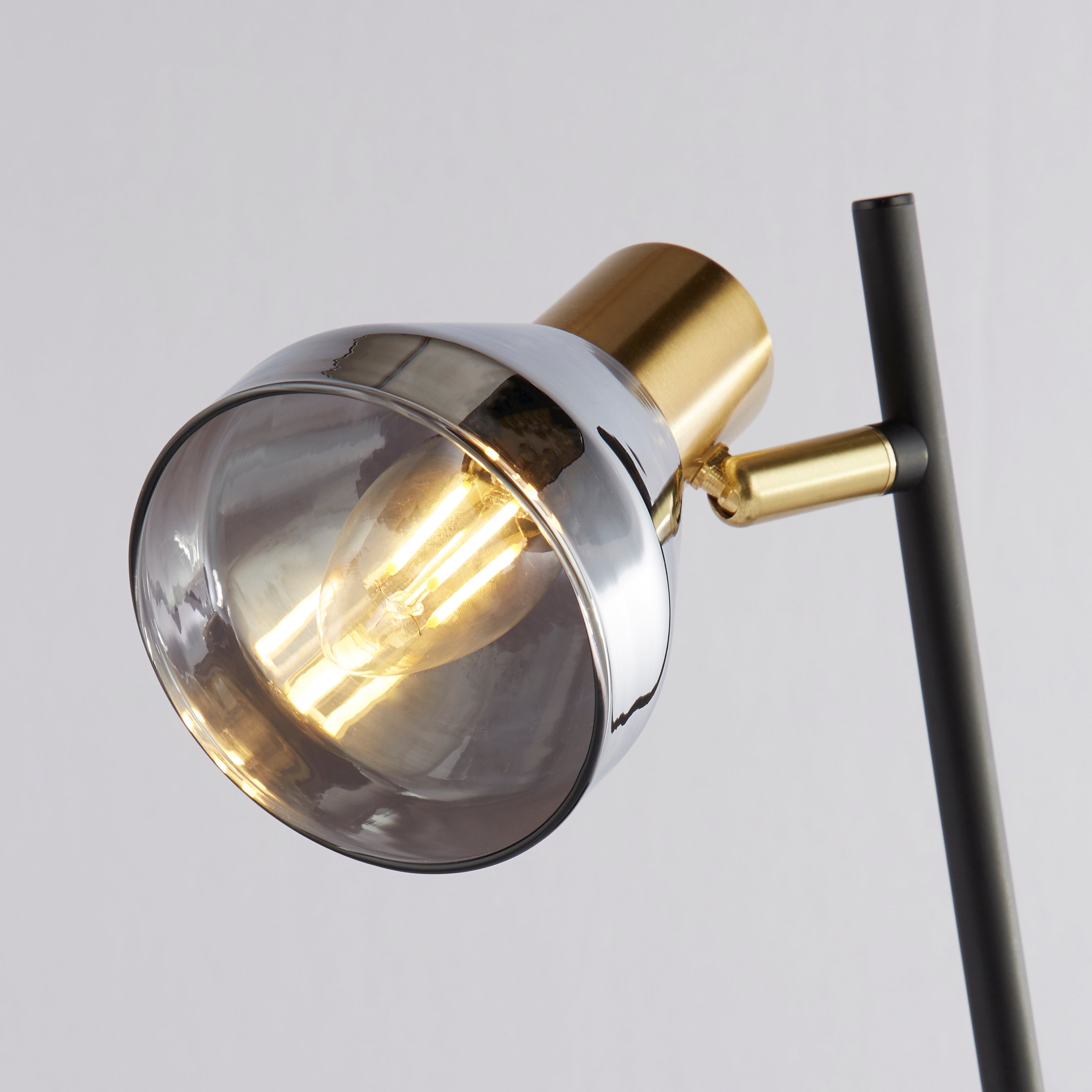 Searchlight Westfield Table Lamp - Black, Satin Brass Metal & Smoked