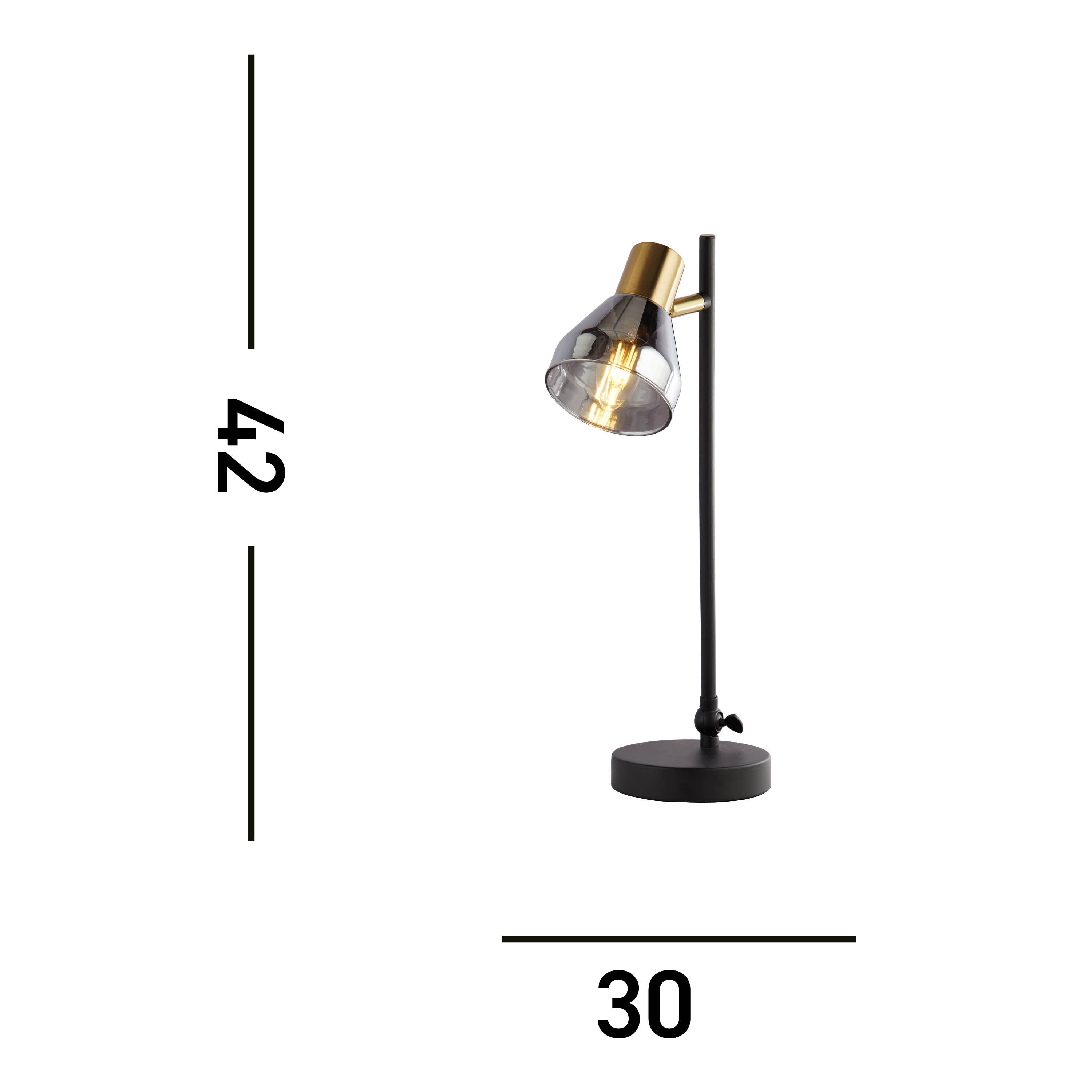Searchlight Westfield Table Lamp - Black, Satin Brass Metal & Smoked