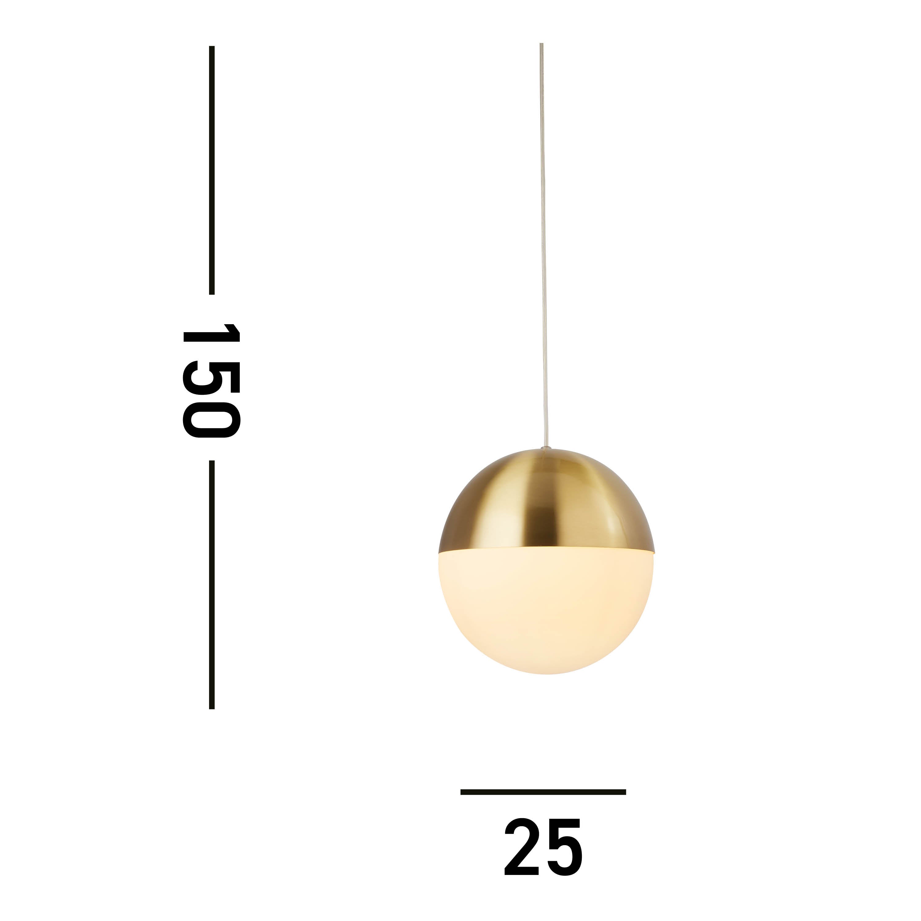 Searchlight Edmond Ceiling Pendant - Satin Brass & Opal Glass